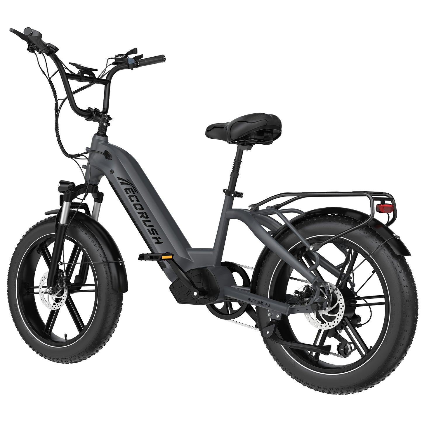 Ecorush R6 electric bike with front suspension and long-range battery – ideal for urban and trail riding, Volt Ventures