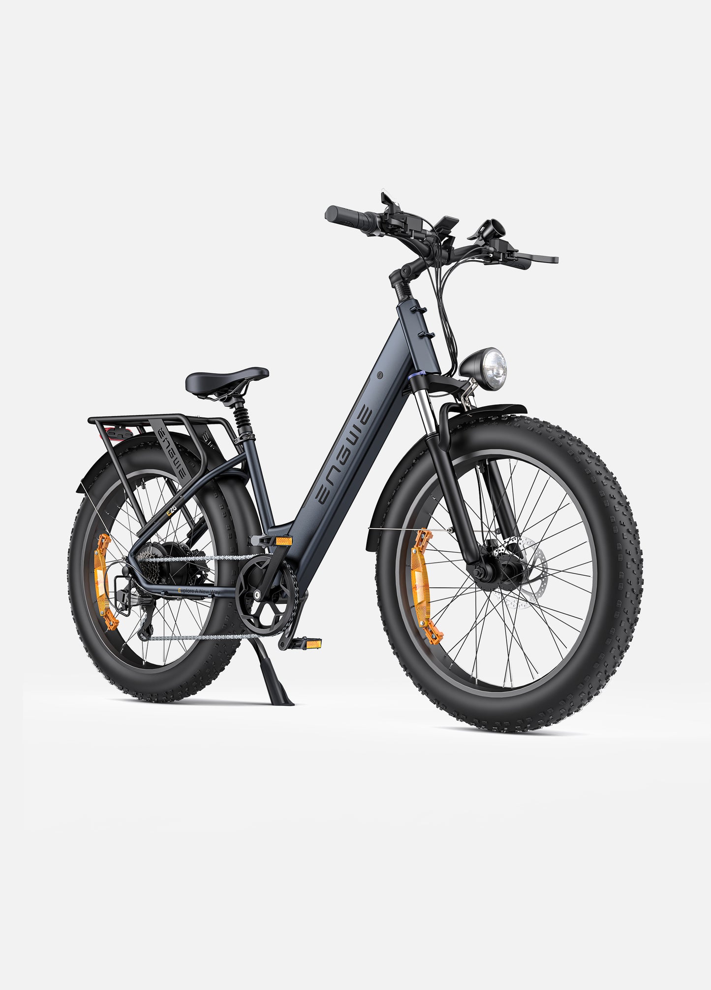 Engwe E26 Step-Thru Fat Tyre Electric Cargo Bike in Black – Powerful and rugged electric bike with step-through frame – Volt Ventures