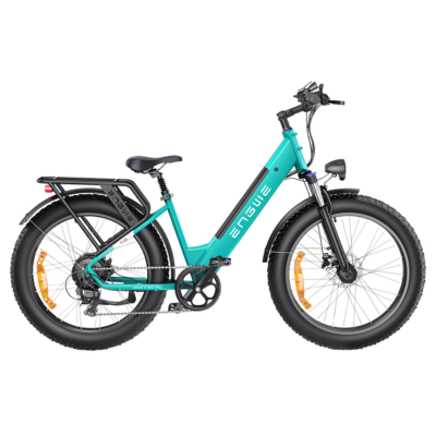 Engwe E26 Step-Thru Fat Tyre Electric Cargo Bike in Blue – High-performance step-through e-bike for urban and off-road riding – Volt Ventures
