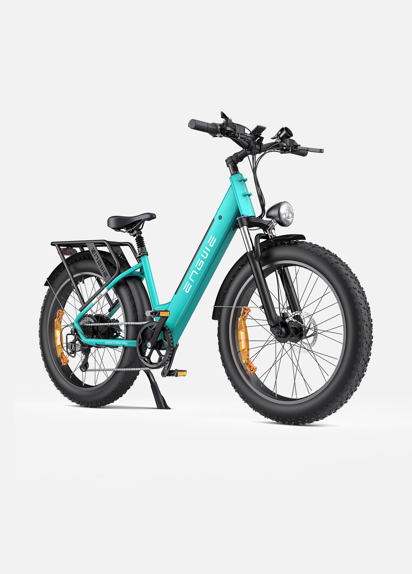 Engwe E26 Step-Thru Fat Tyre Electric Cargo Bike in Blue – High-performance step-through e-bike for urban and off-road riding – Volt Ventures