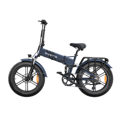 Engwe Engine Pro 2.0 blue fat tyre cargo foldable electric bike – feature-packed all-terrain e-bike with rear rack and full suspension from Volt Ventures
