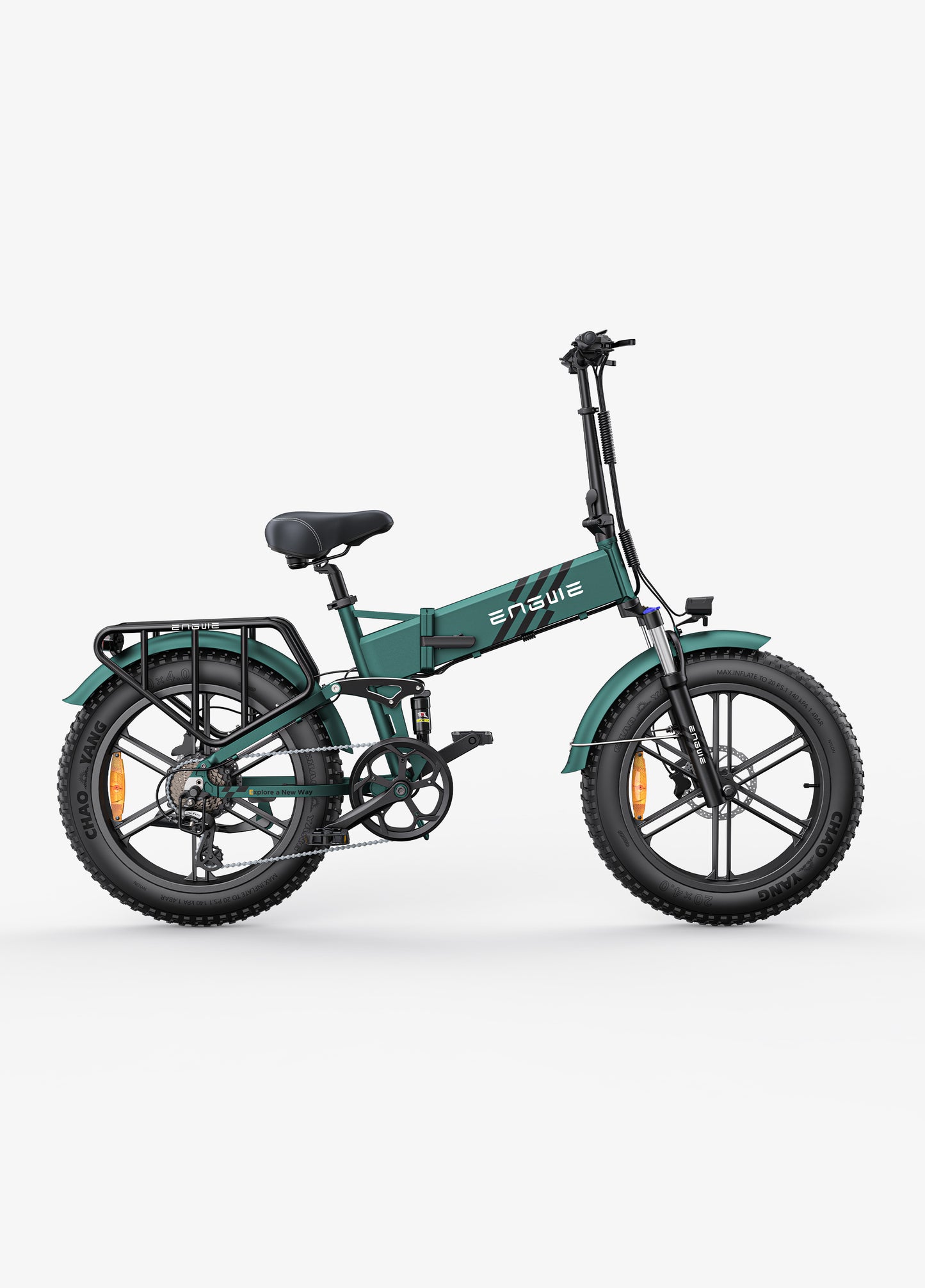 Engwe Engine Pro 2.0 green fat tyre cargo foldable e-bike – high-performance electric bike for adventure and city commuting, sold by Volt Ventures