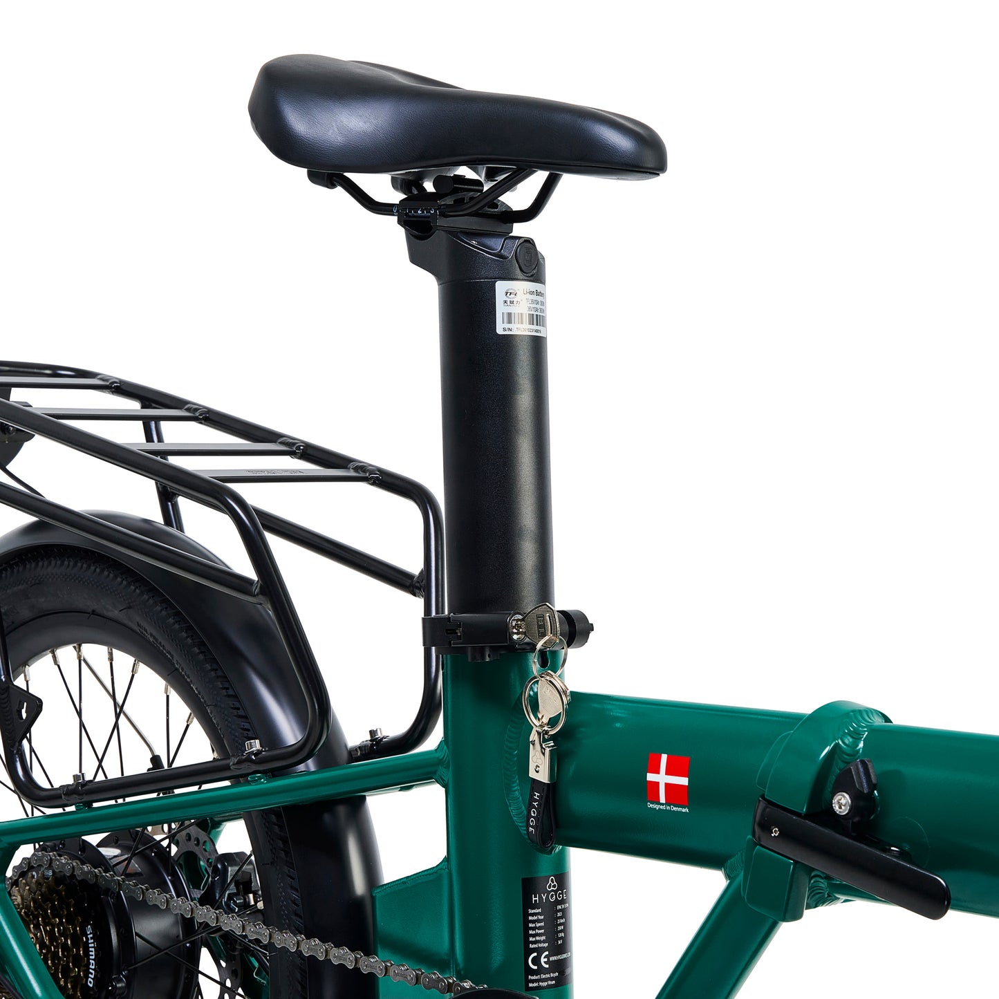 Hygge Virum green foldable cargo electric bike – compact utility e-bike for urban transport – Volt Ventures