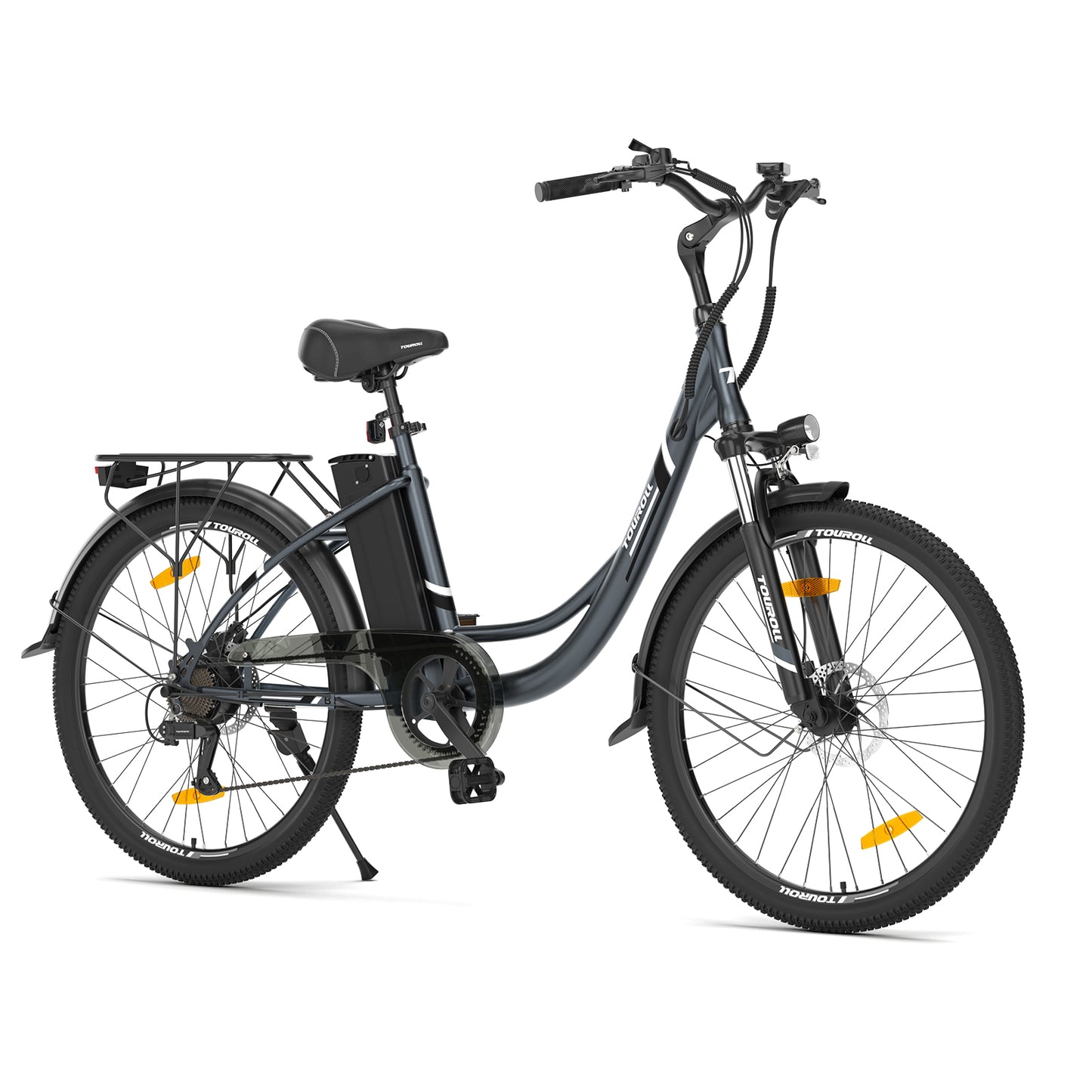 Touroll B1 step-through electric bike with low-frame design, front suspension, and long-range battery – Volt Ventures