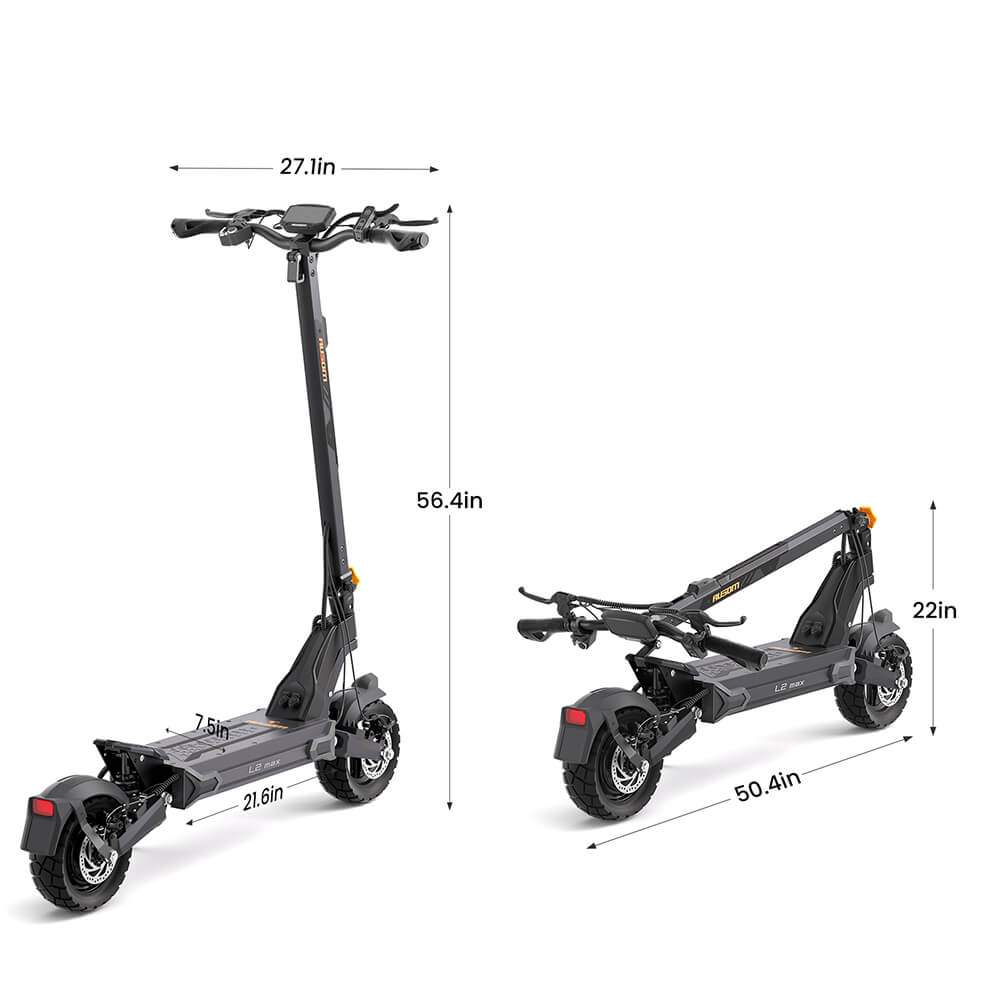 Ausom L2 Max – Foldable Dual-Motor Adult Electric Scooter, Black, High-Performance Model, UK Stock by Volt Ventures