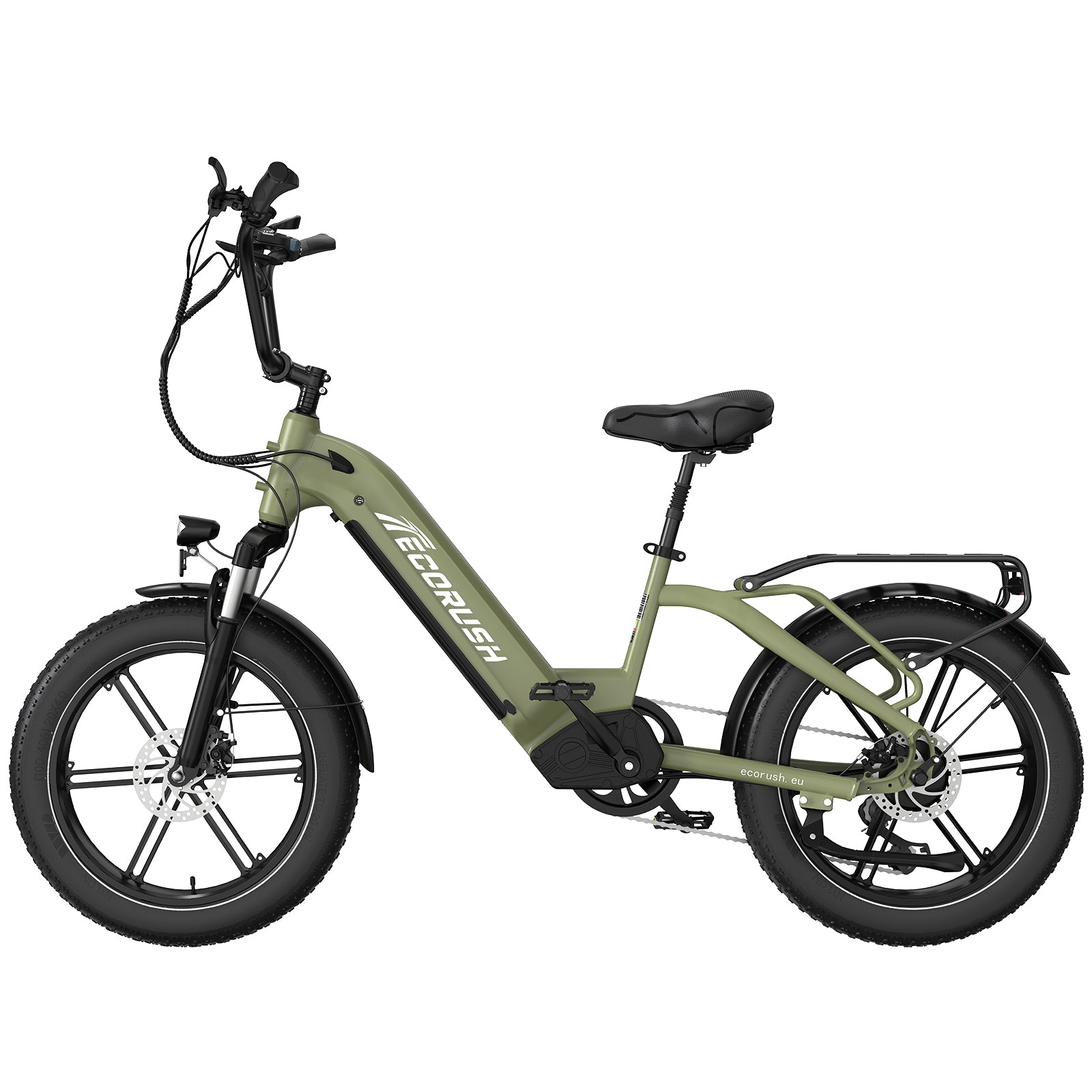Ecorush R6 electric bike with front suspension and long-range battery – ideal for urban and trail riding, Volt Ventures