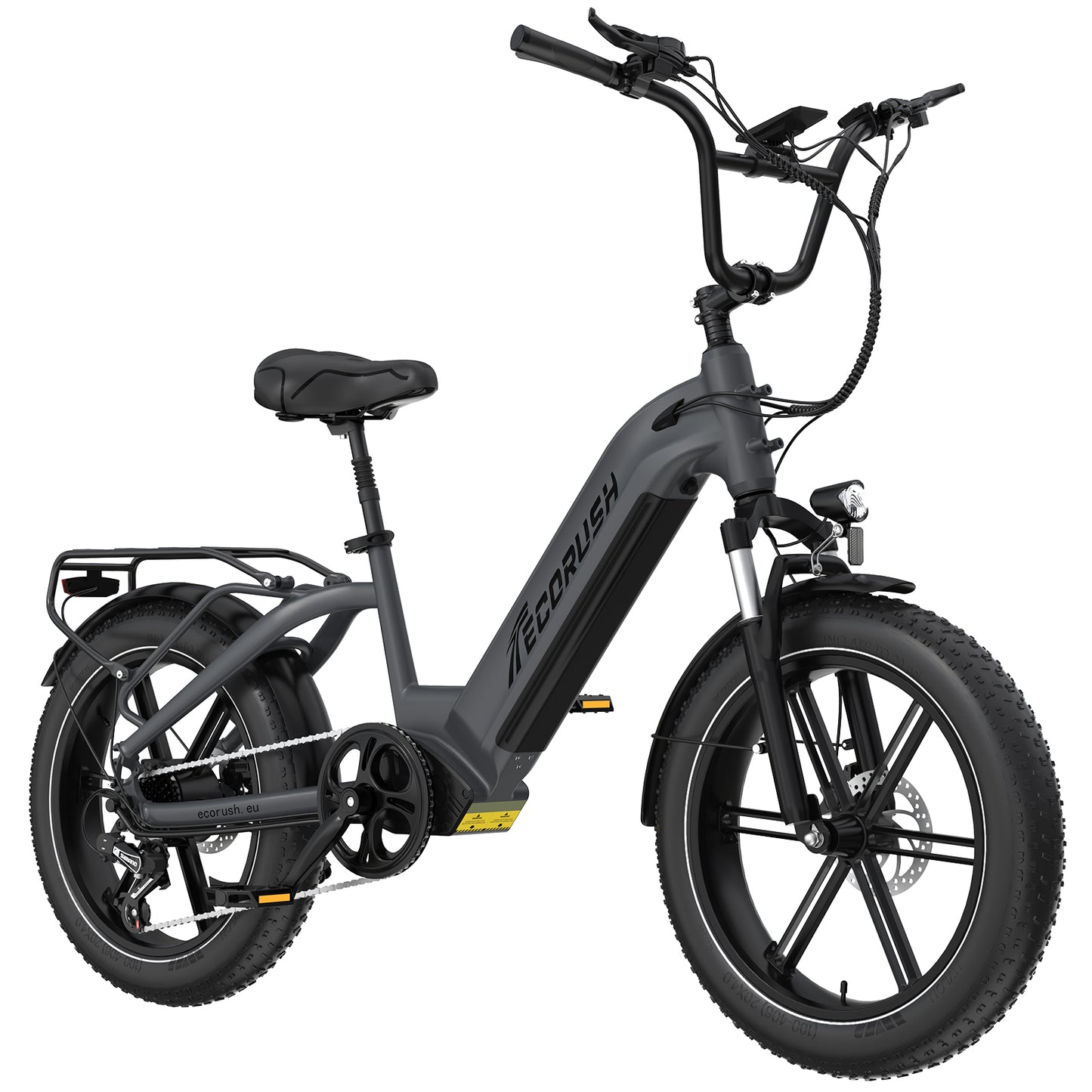 Ecorush R6 electric bike with front suspension and long-range battery – ideal for urban and trail riding, Volt Ventures