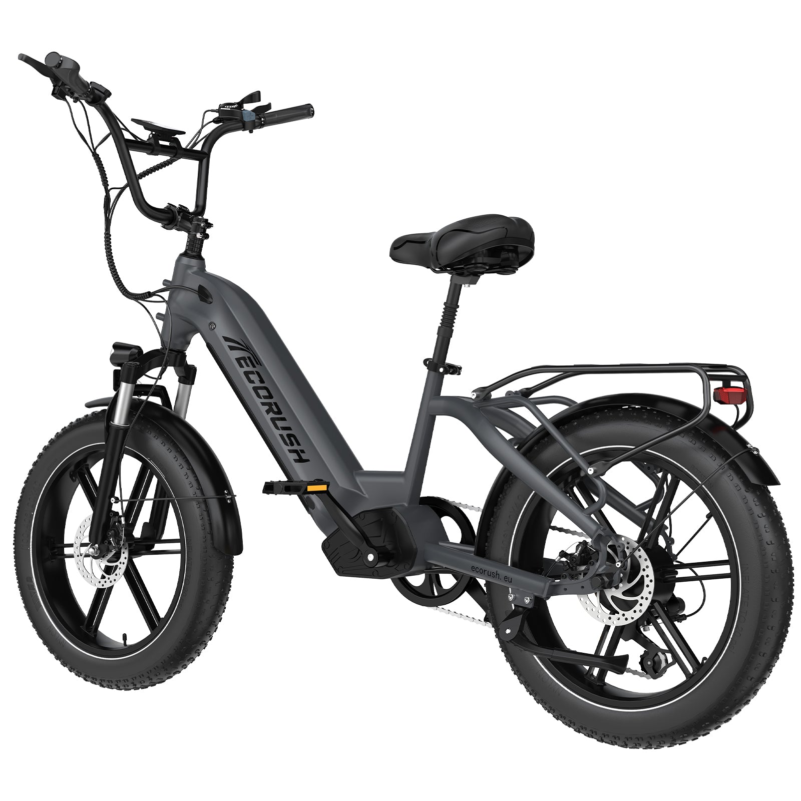 Ecorush R6 electric bike with front suspension and long-range battery – ideal for urban and trail riding, Volt Ventures