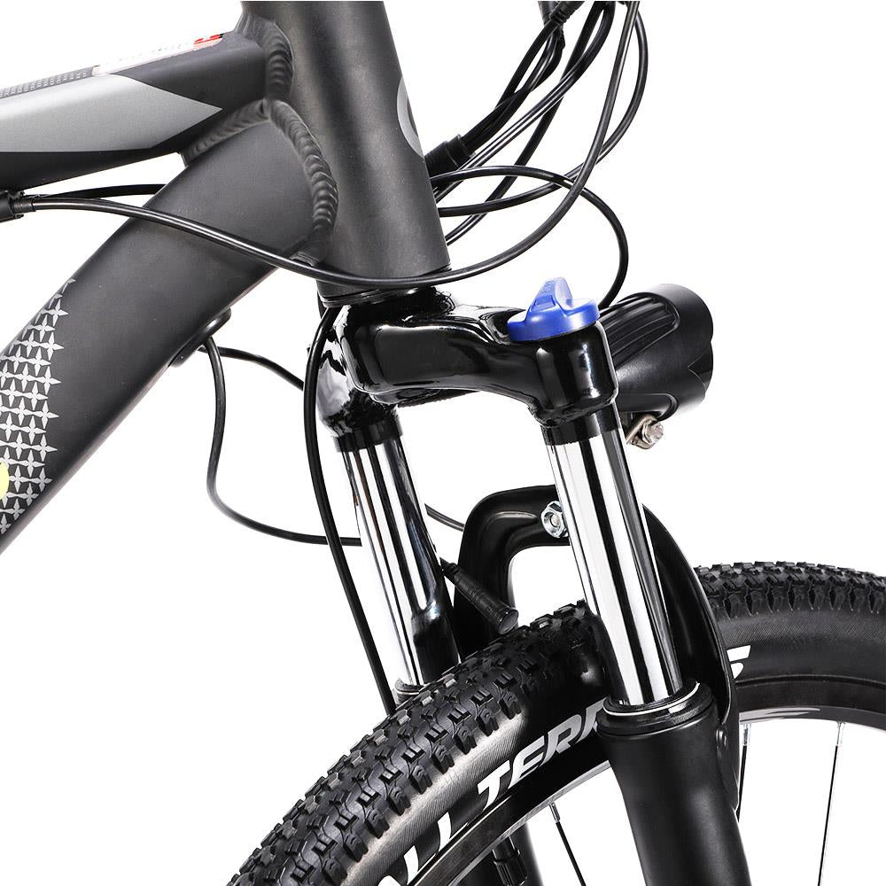 Eleglide M1 Plus 27.5 inch electric mountain bike with Shimano gears, front suspension, and LCD display – Volt Ventures