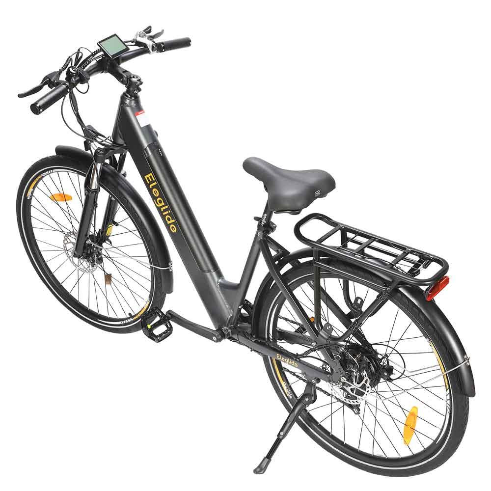 Eleglide T1 step-through electric bike with low frame, rear rack, suspension fork, and 250W motor – Volt Ventures