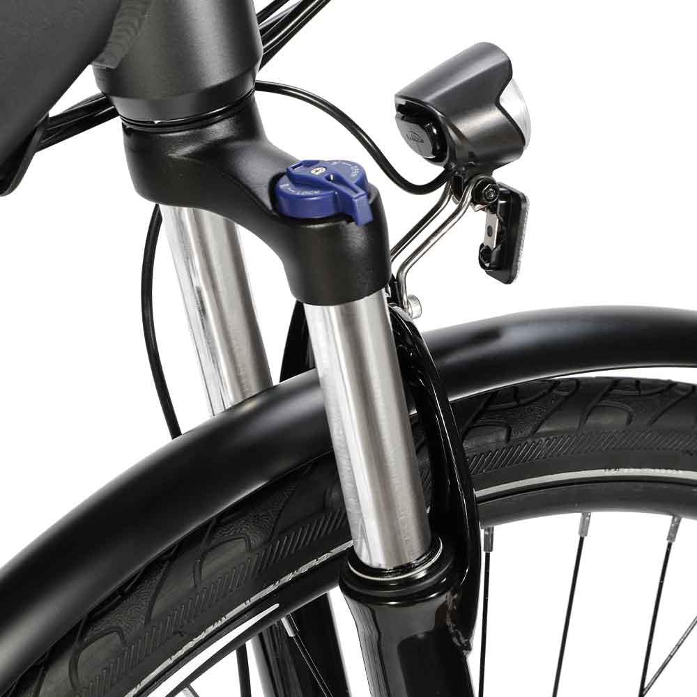 Eleglide T1 step-through electric bike with low frame, rear rack, suspension fork, and 250W motor – Volt Ventures
