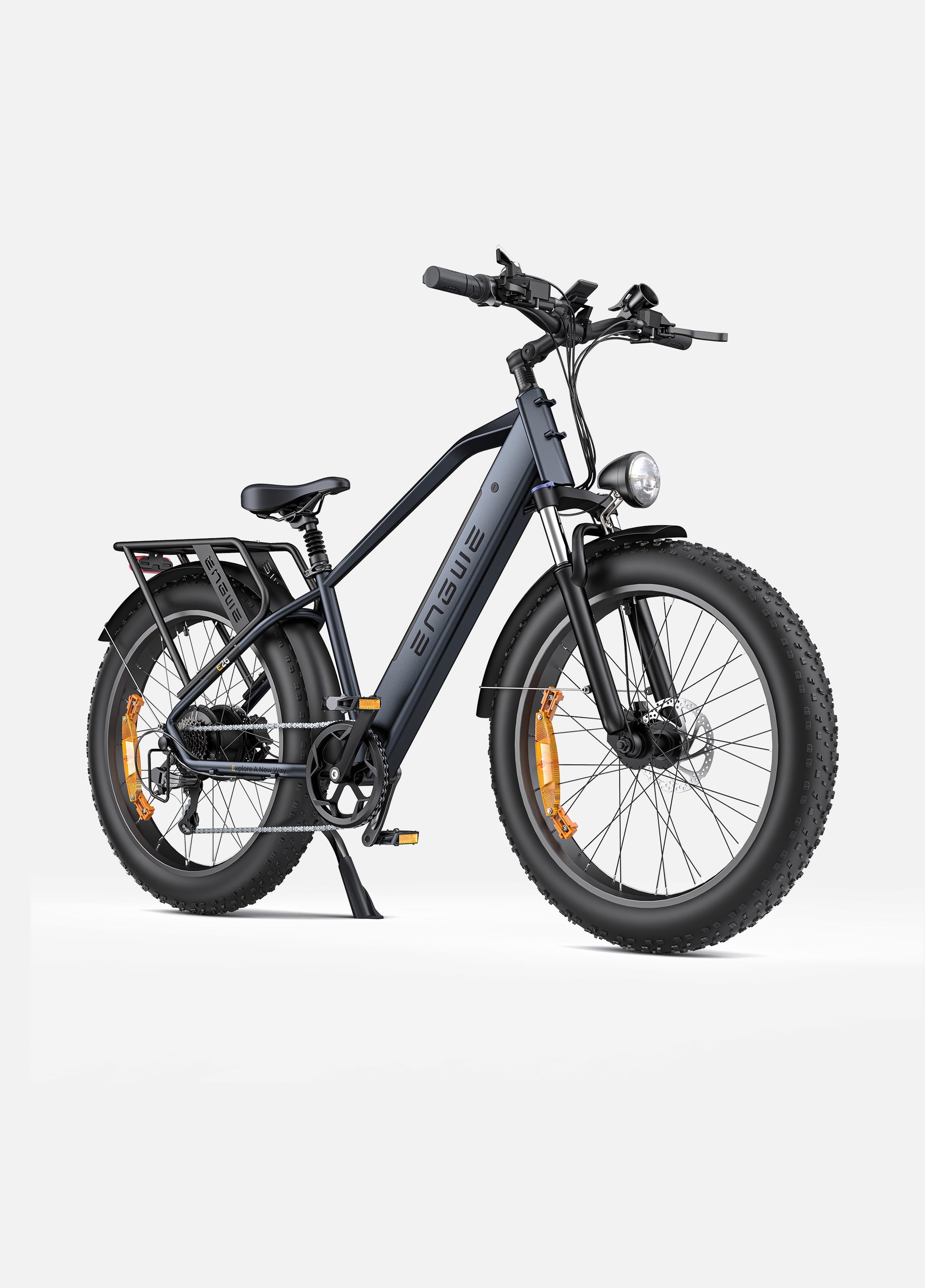 Engwe E26 blue fat tyre cargo electric bike with high step frame – powerful off-road e-bike for urban and rural transport, available at Volt Ventures