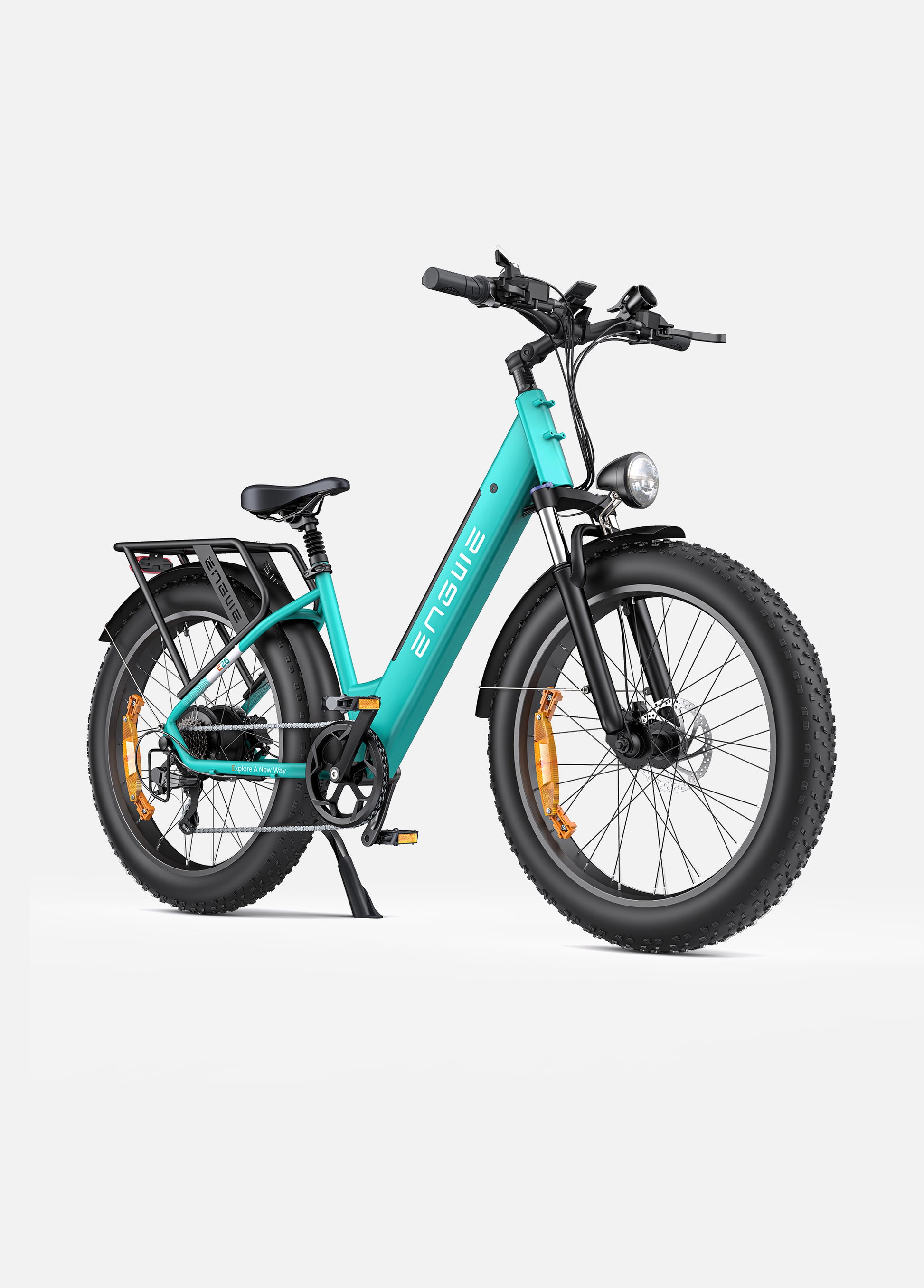 Engwe E26 Step-Thru Fat Tyre Electric Cargo Bike in Blue – High-performance step-through e-bike for urban and off-road riding – Volt Ventures