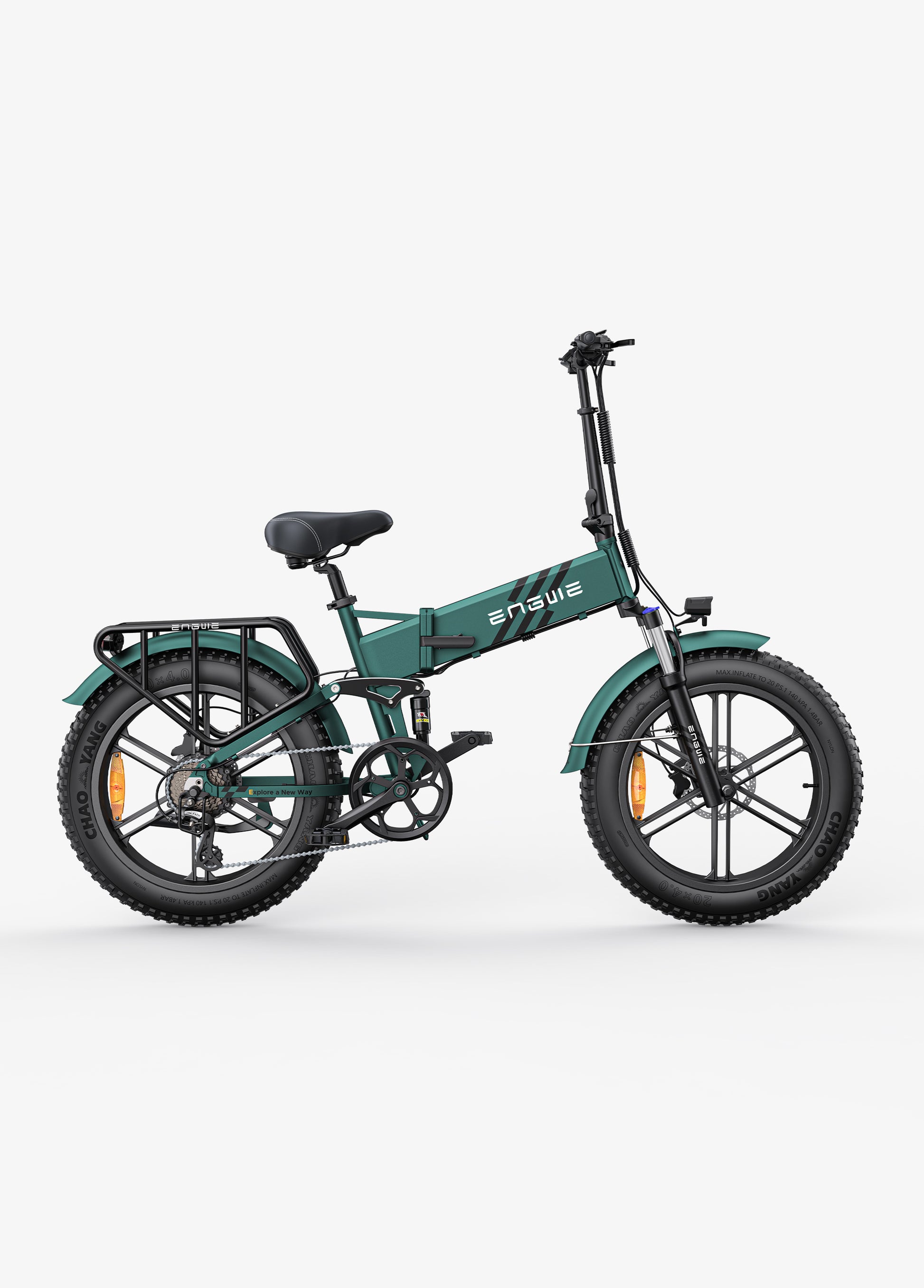 Engwe Engine Pro 2.0 green fat tyre cargo foldable e-bike – high-performance electric bike for adventure and city commuting, sold by Volt Ventures