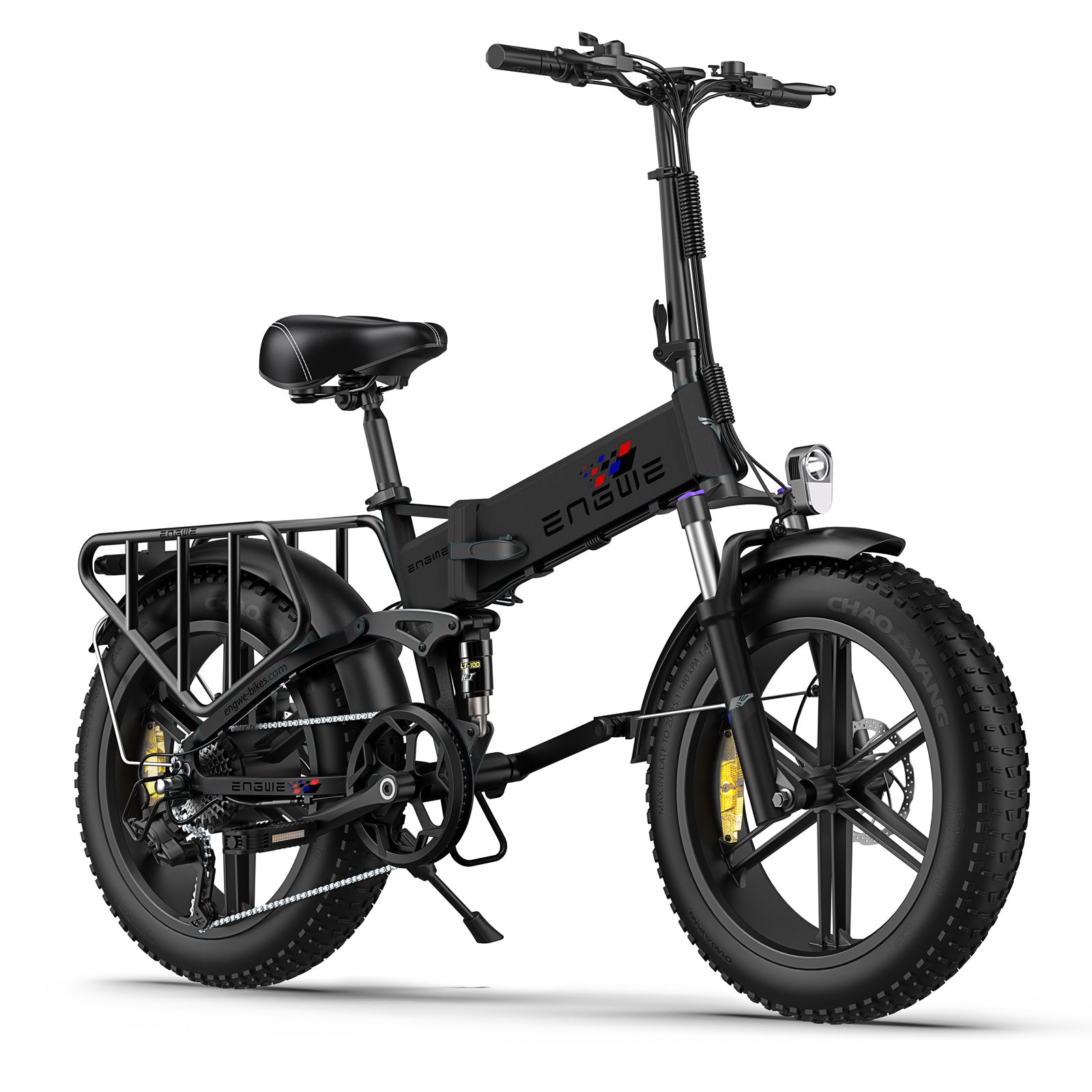 Engwe Engine X black fat tyre foldable cargo electric bike – high-performance e-bike for urban and off-road riding from Volt Ventures