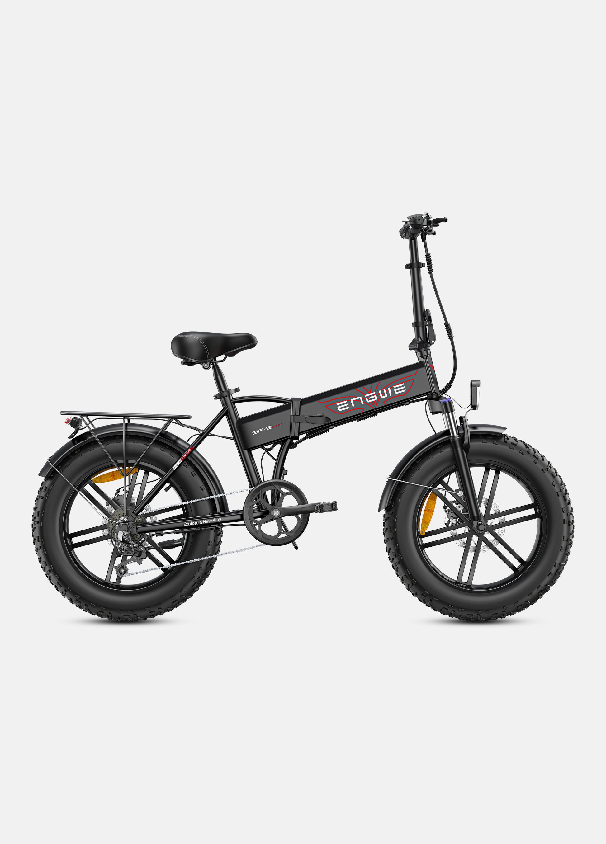 Engwe EP-2 Pro Boost black foldable electric fat tyre mountain bike – 750W motor, suspension, and compact frame – Volt Ventures