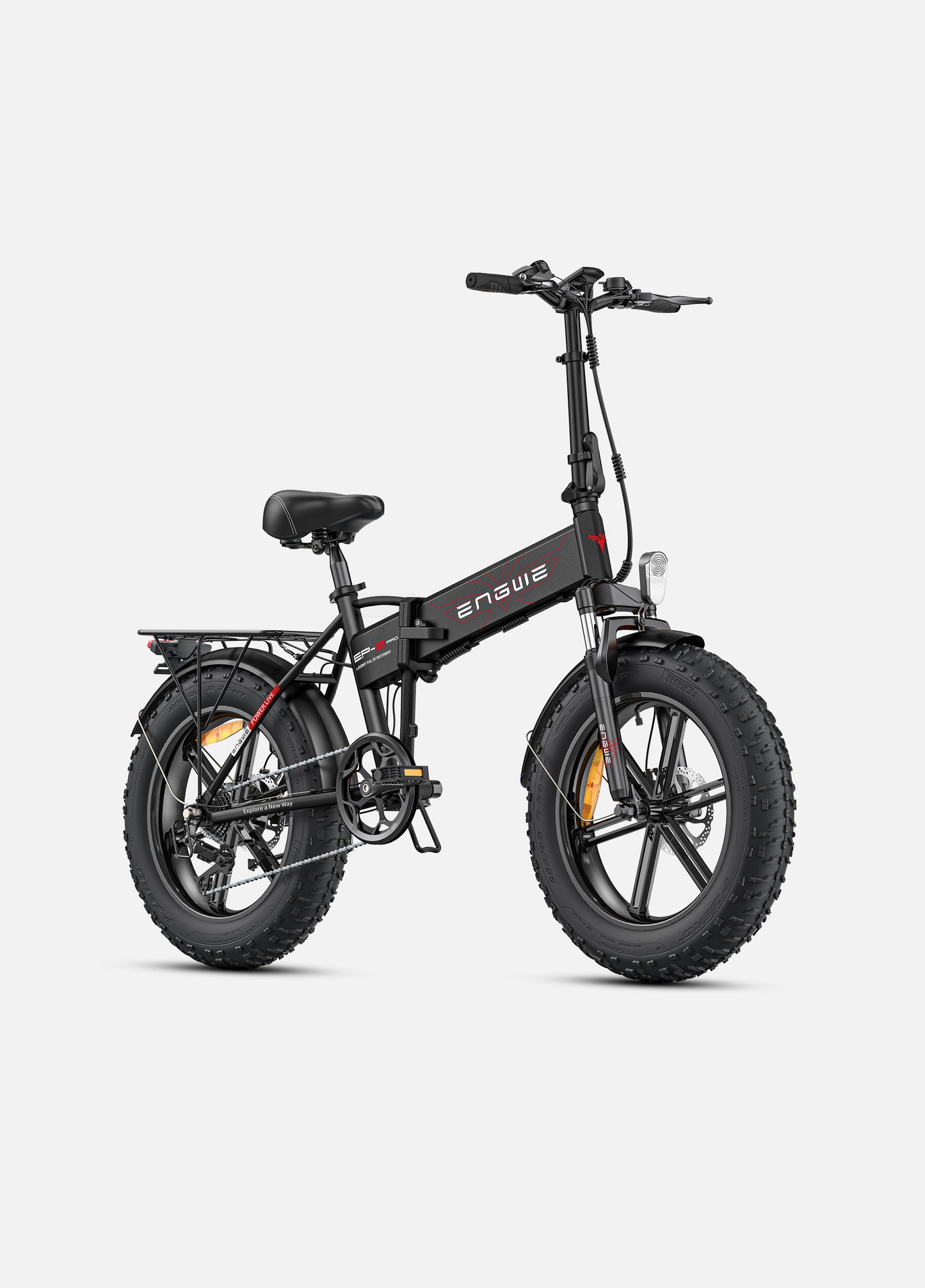Engwe EP-2 Pro Boost black foldable electric fat tyre mountain bike – 750W motor, suspension, and compact frame – Volt Ventures