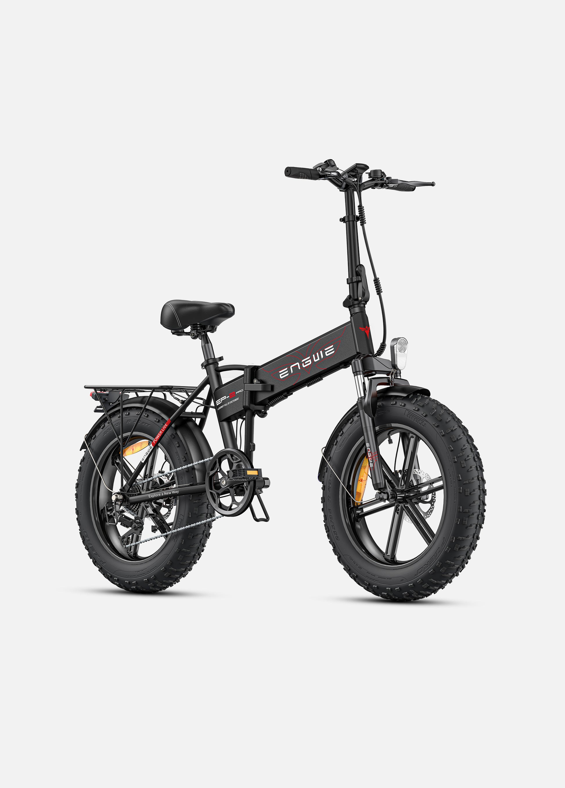 Engwe EP-2 Pro Boost black foldable electric fat tyre mountain bike – 750W motor, suspension, and compact frame – Volt Ventures