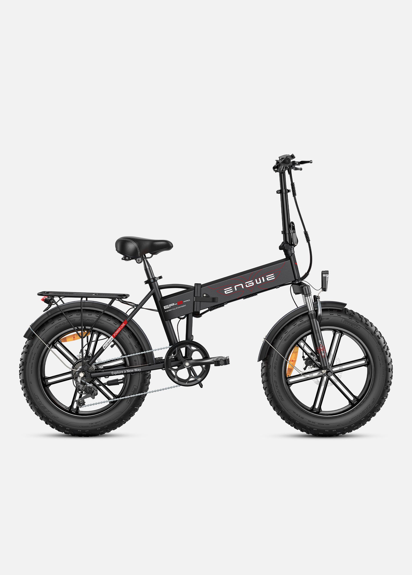 Engwe EP-2 Pro Boost black foldable electric fat tyre mountain bike – 750W motor, suspension, and compact frame – Volt Ventures