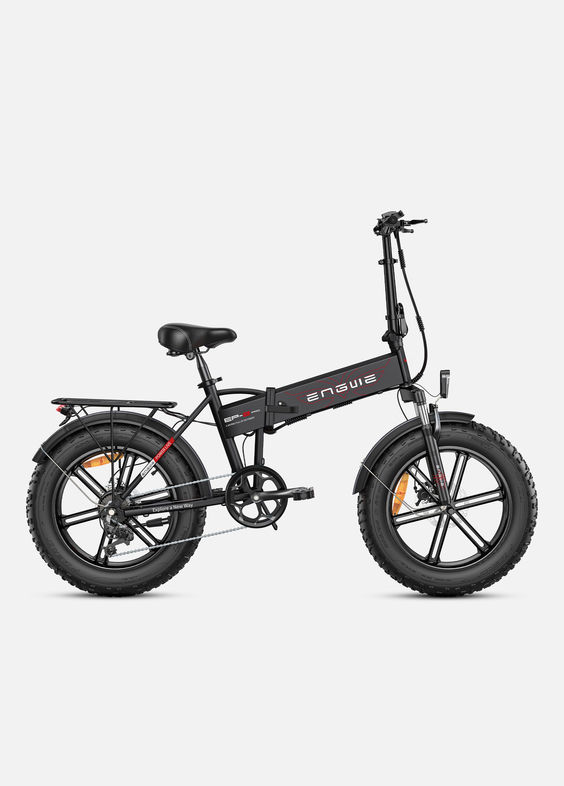 Engwe EP-2 Pro Boost black foldable electric fat tyre mountain bike – 750W motor, suspension, and compact frame – Volt Ventures