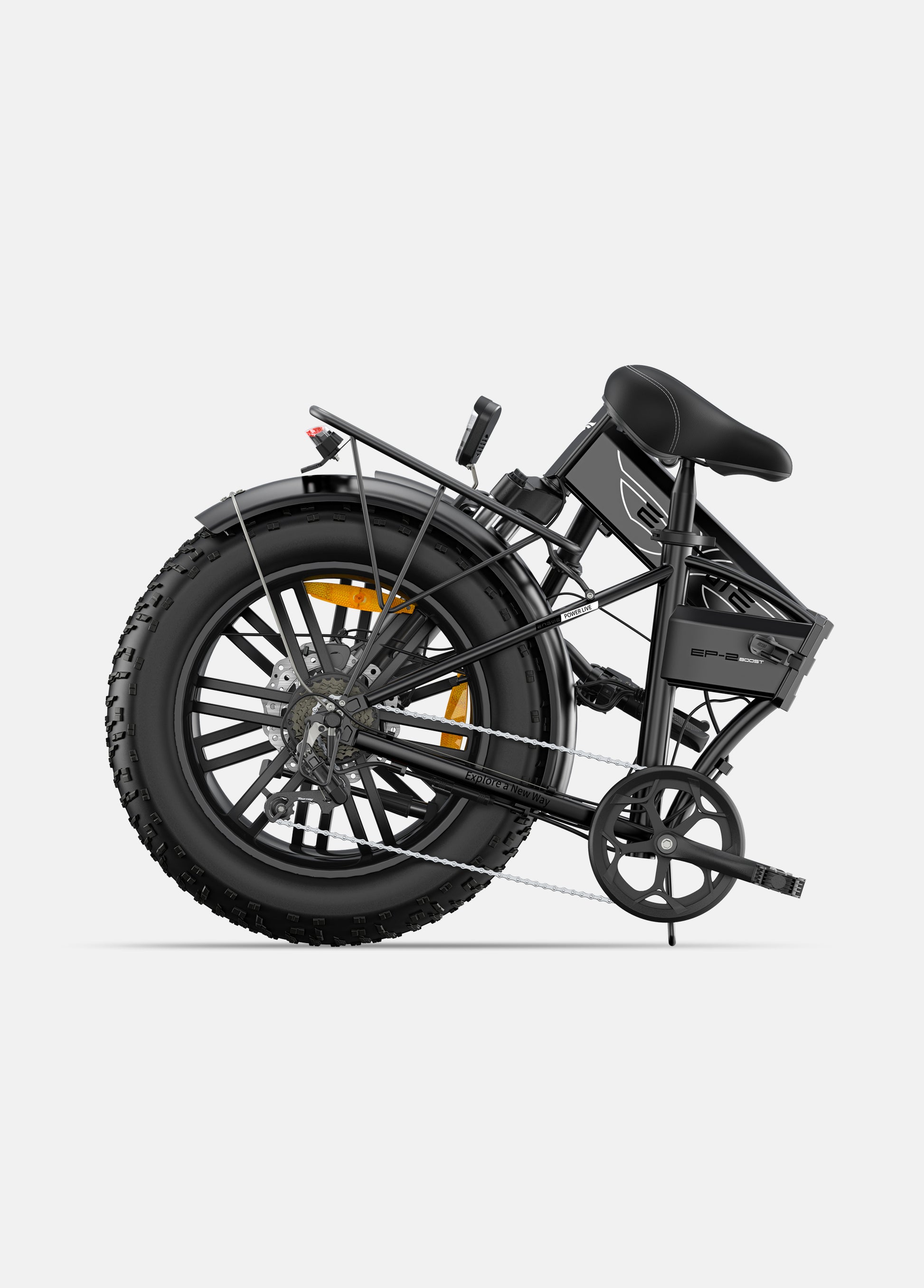 Engwe EP-2 Pro Boost black foldable electric fat tyre mountain bike – 750W motor, suspension, and compact frame – Volt Ventures