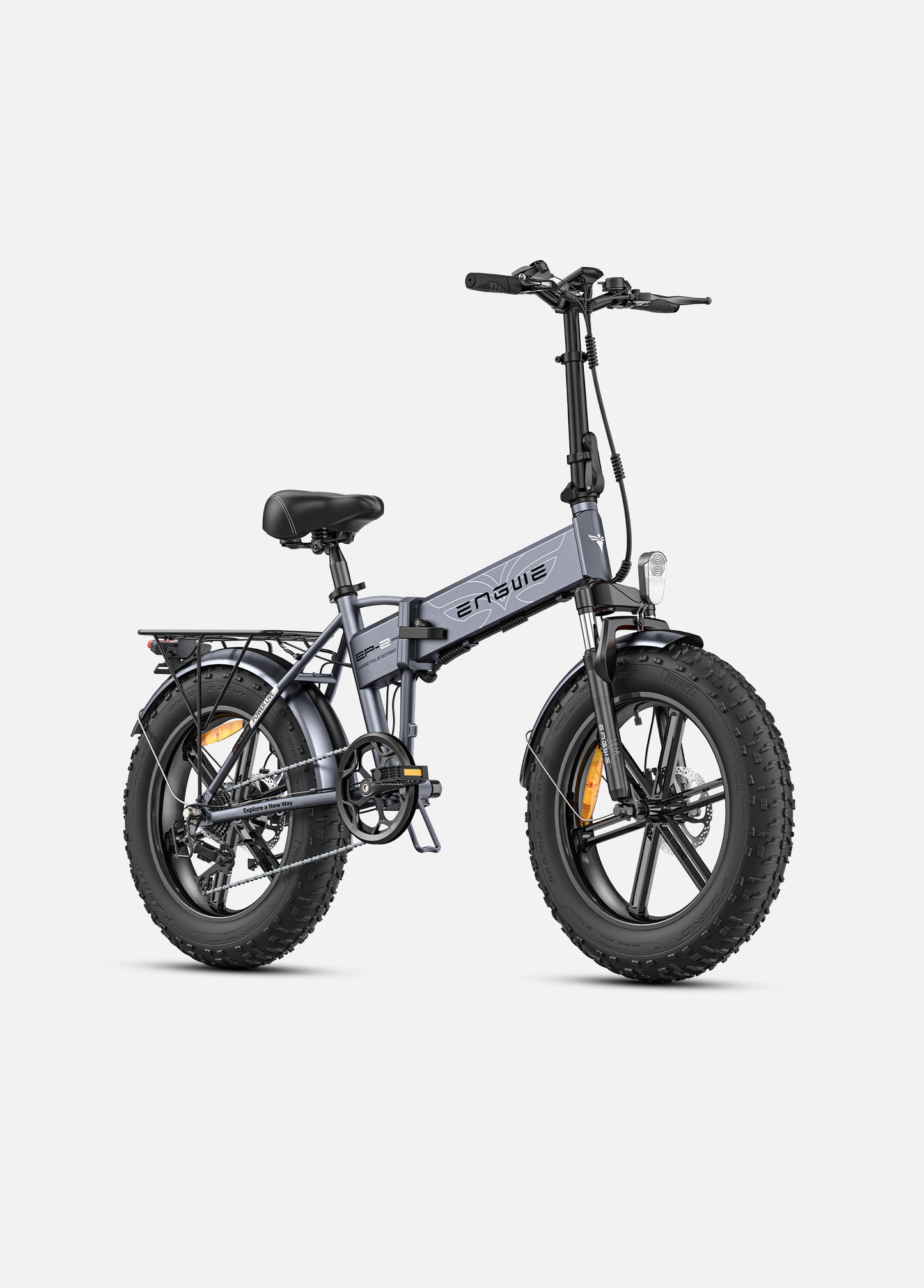 Engwe EP-2 Pro electric mountain cargo bike with fat tyres in grey – foldable frame, long-range battery, and all-terrain capability – Volt Ventures