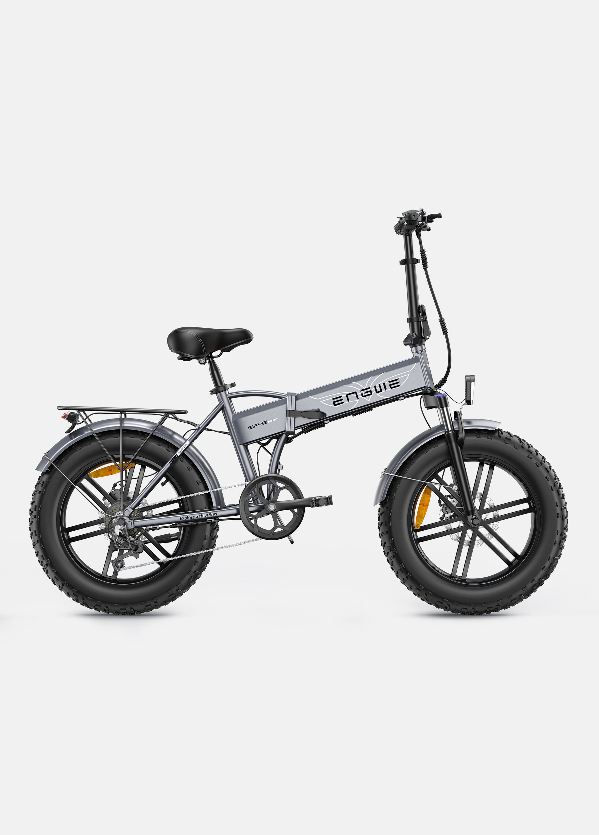 Engwe EP-2 Pro electric mountain cargo bike with fat tyres in grey – foldable frame, long-range battery, and all-terrain capability – Volt Ventures