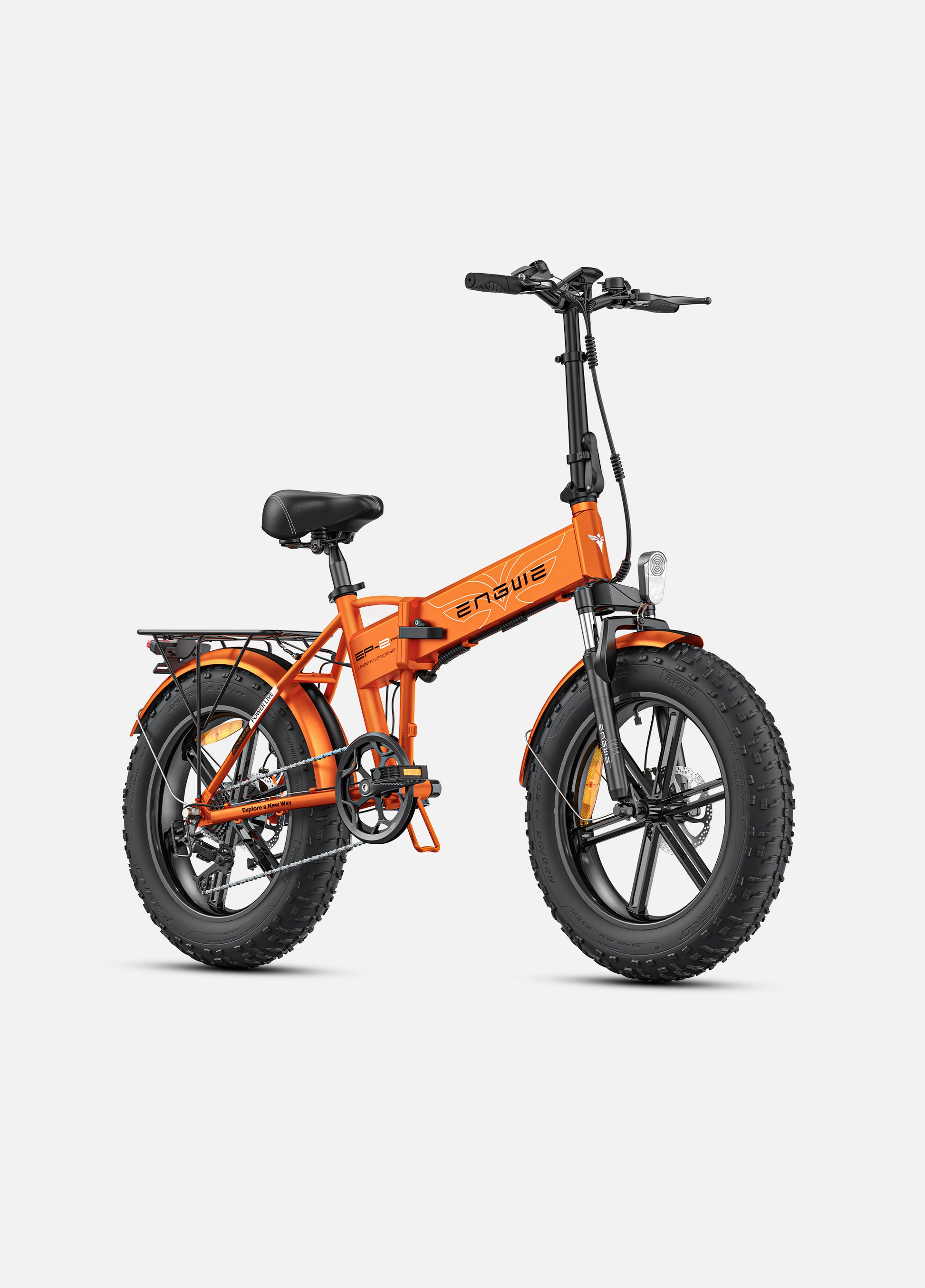 Engwe EP-2 Pro fat tyre foldable electric mountain cargo bike in orange – powerful 750W motor, rugged design, and portable frame – Volt Ventures