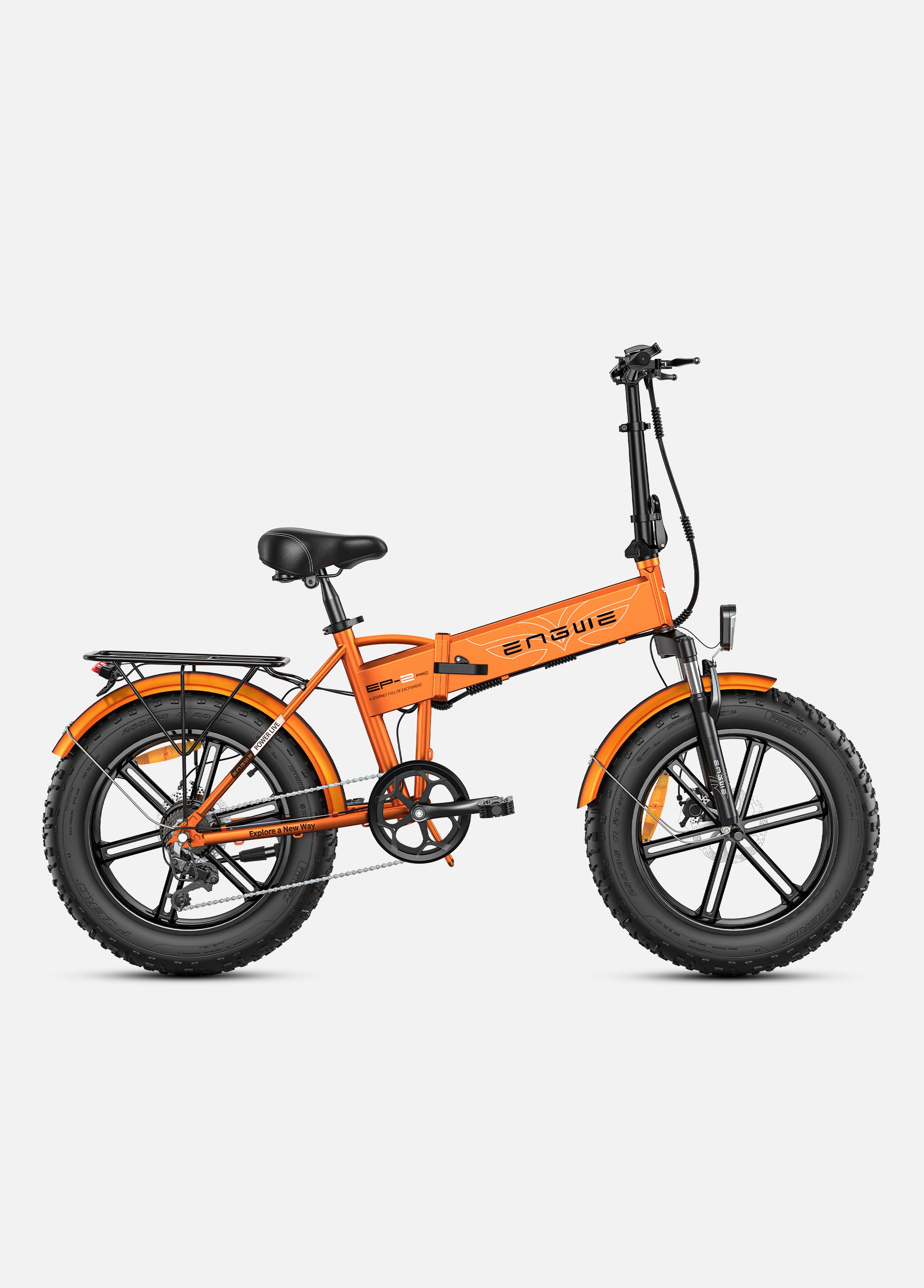 Engwe EP-2 Pro fat tyre foldable electric mountain cargo bike in orange – powerful 750W motor, rugged design, and portable frame – Volt Ventures

