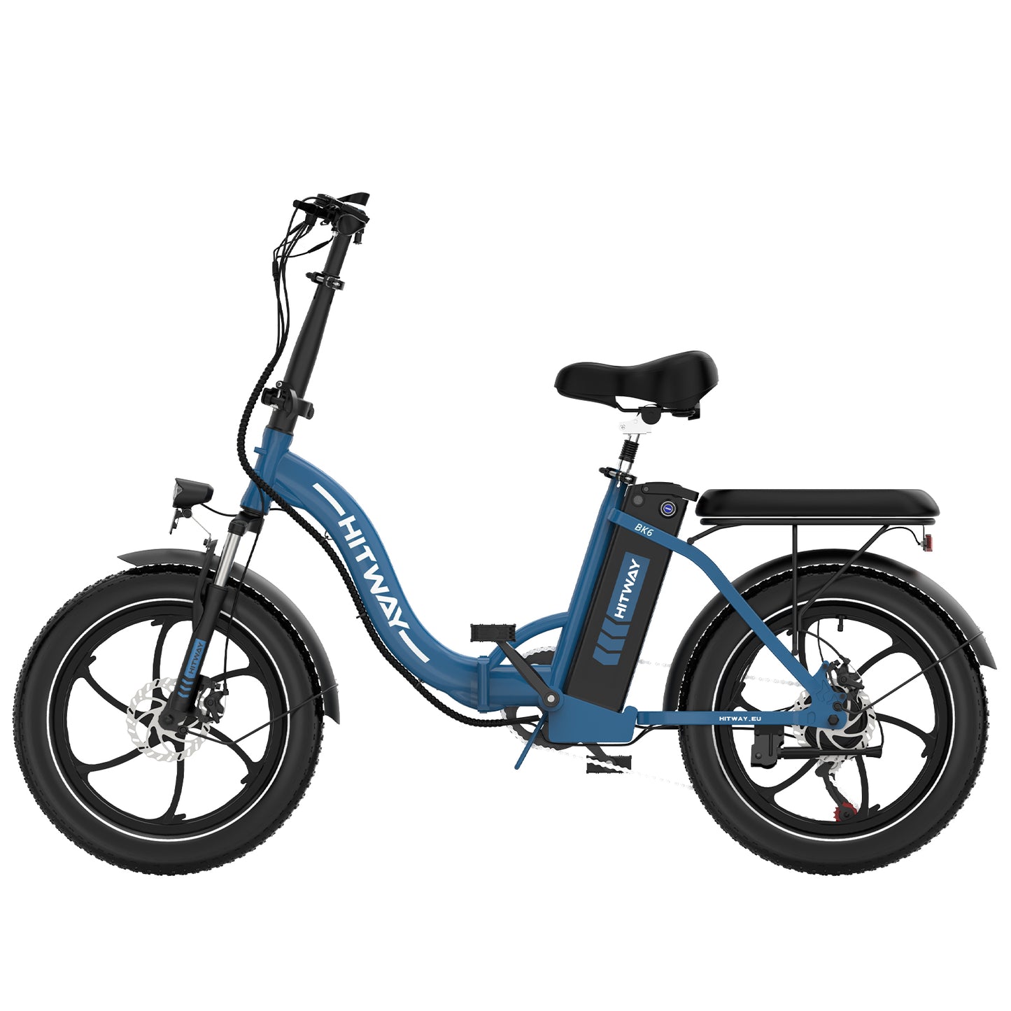 Hitway BK-6SL electric bike – 26-inch fat tyre e-bike with front suspension, LED display, and long-range motor -Blue– Volt Ventures
