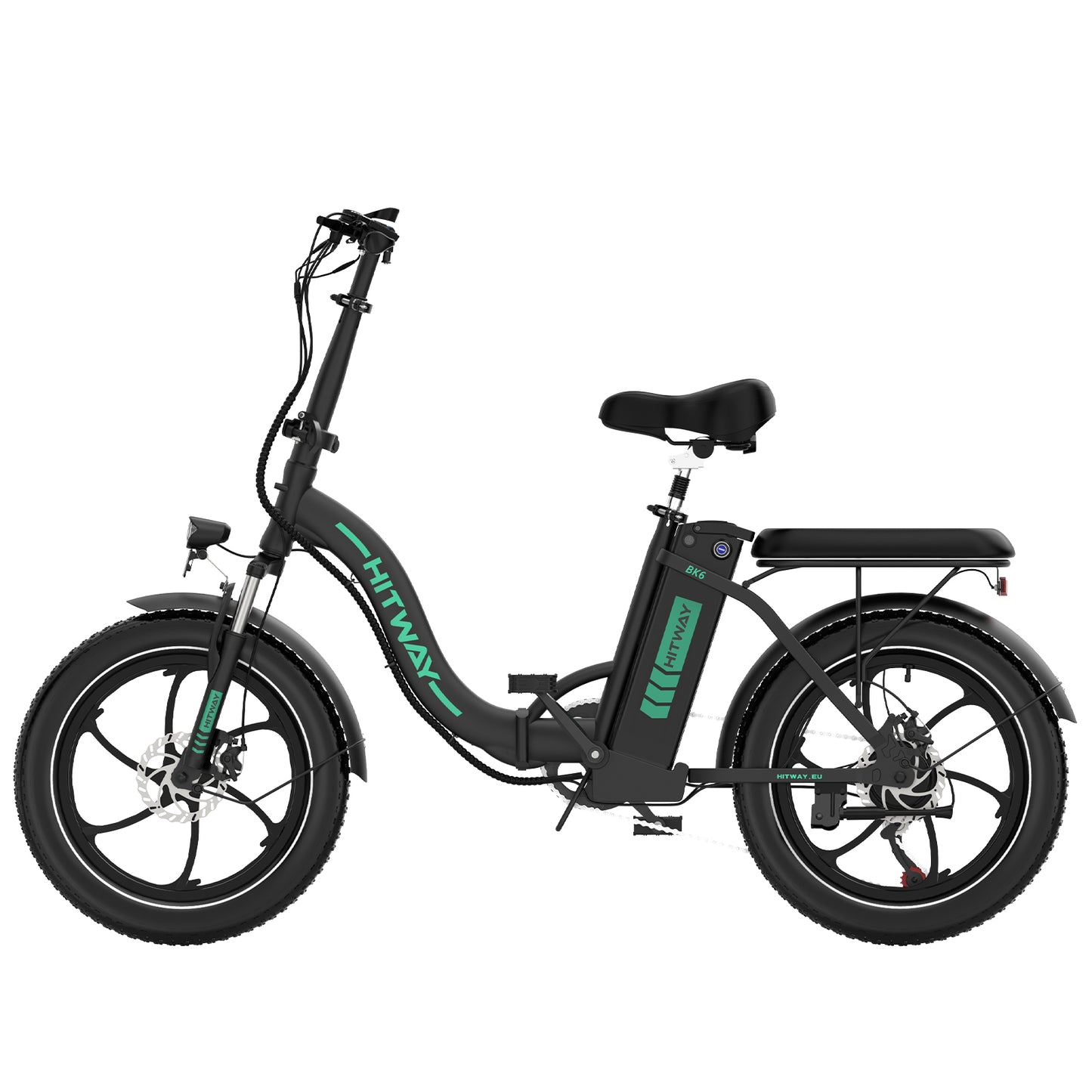 Hitway BK-6SL electric bike – 26-inch fat tyre e-bike with front suspension, LED display, and long-range motor – Black - Volt Ventures