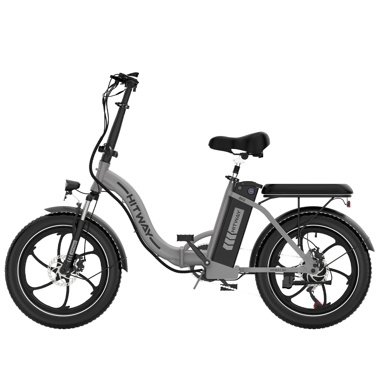 Hitway BK-6SL electric bike – 26-inch fat tyre e-bike with front suspension, LED display, and long-range motor – Grey- Volt Ventures
