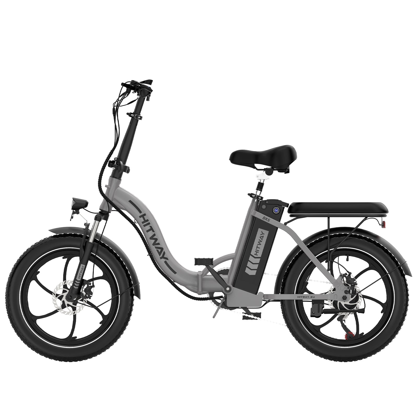 Hitway BK-6SL electric bike – 26-inch fat tyre e-bike with front suspension, LED display, and long-range motor – Grey- Volt Ventures