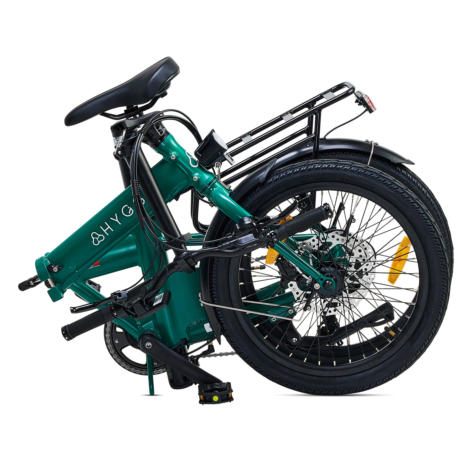 Hygge Virum green foldable cargo electric bike – compact utility e-bike for urban transport – Volt Ventures
