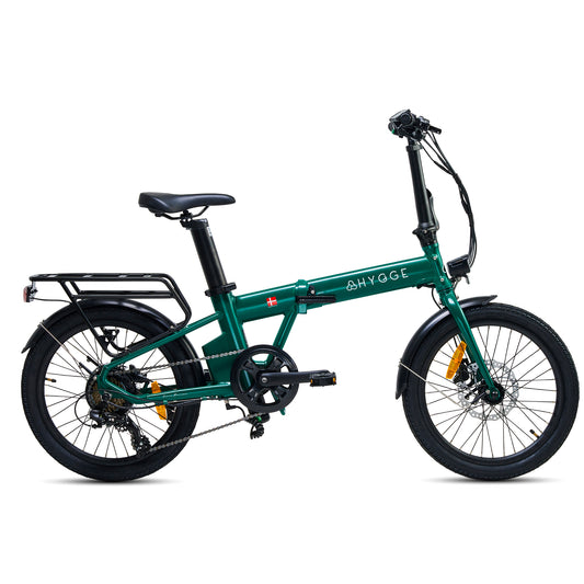 Hygge Virum green foldable cargo electric bike – compact utility e-bike for urban transport – Volt Ventures