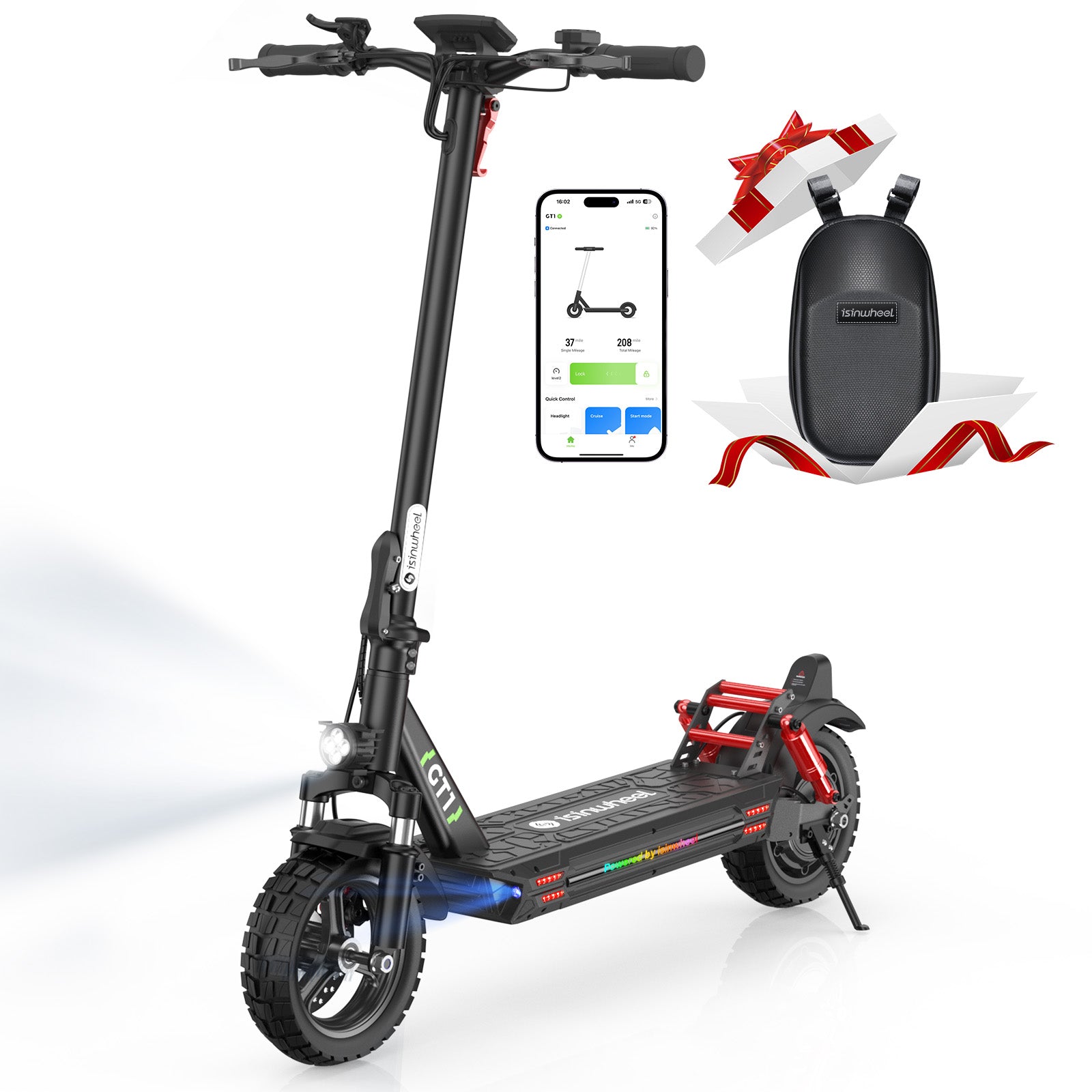 Isinwheel GT1 high-performance electric scooter with dual suspension, large tyres, and 800W motor – Volt Ventures