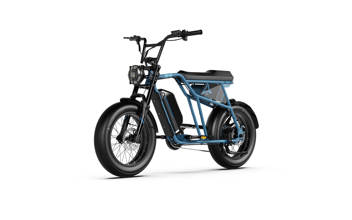 Qreate Cavet Air electric fat tyre bike in blue, reliable electric bike for mixed terrain riding in the UK from Volt Ventures