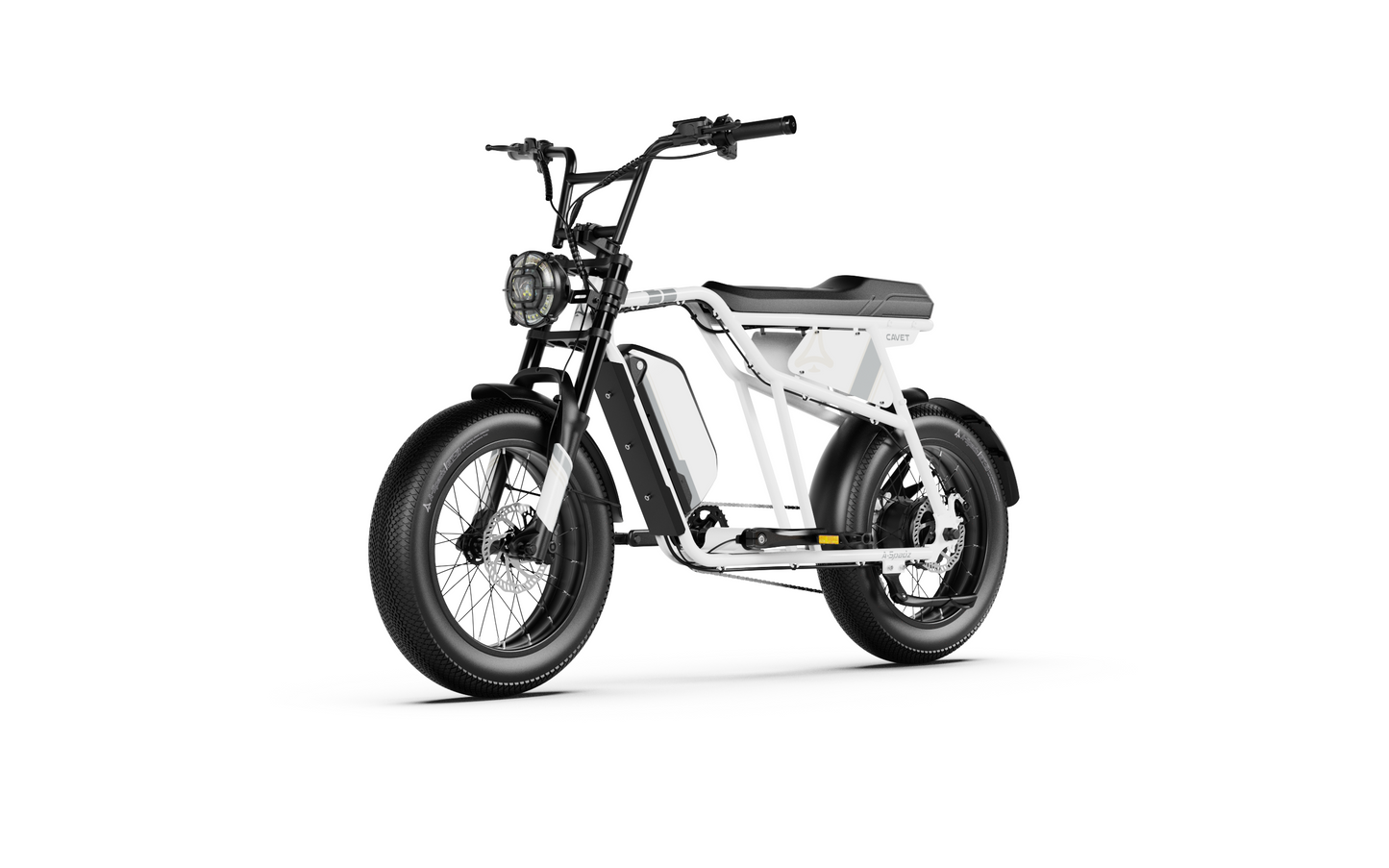 Qreate Cavet Air electric fat tyre bike in white, modern all-terrain electric bike for UK riders from Volt Ventures