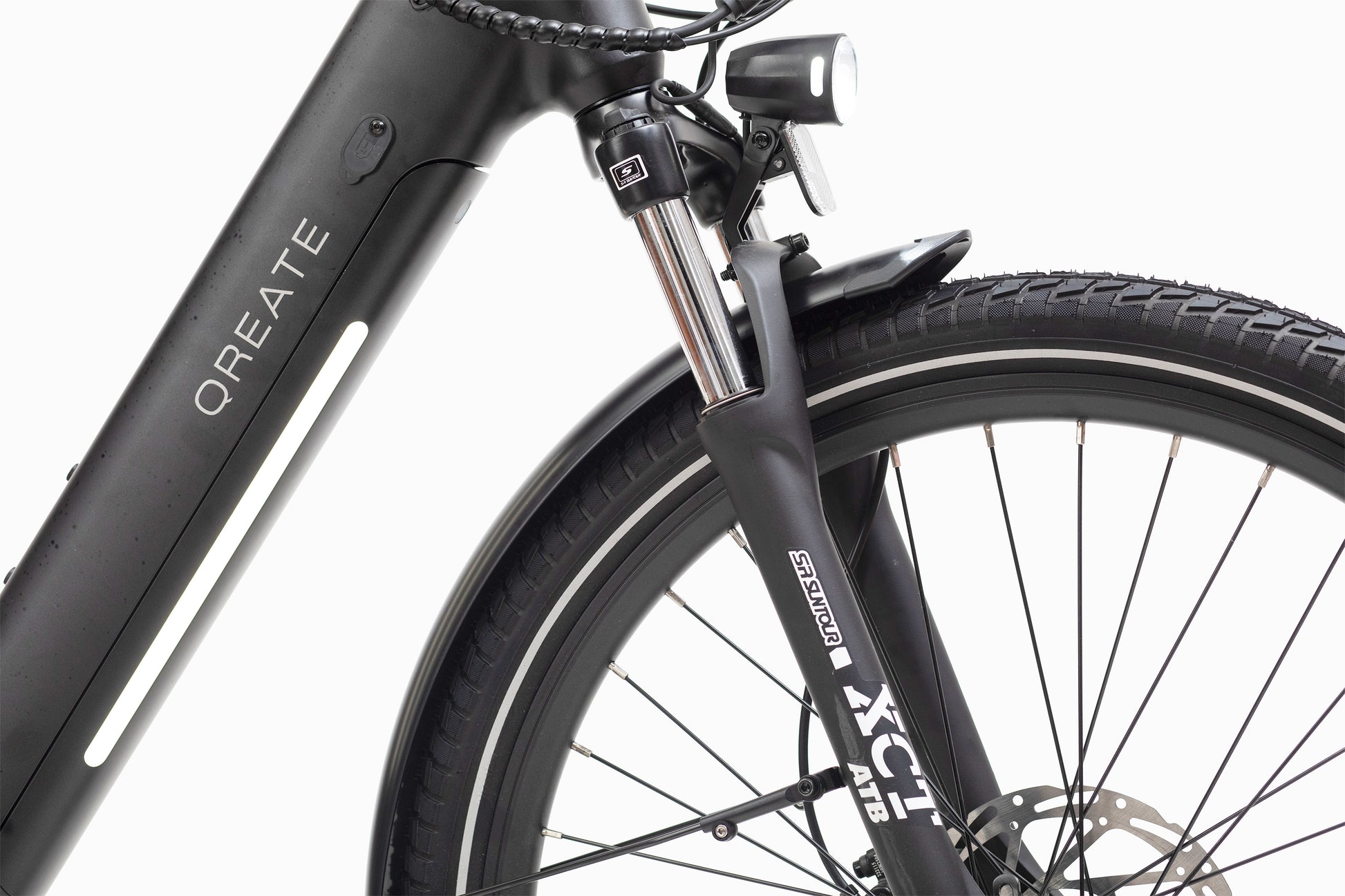 Qreate City Pro electric bike in black, comfortable electric city bike for everyday UK riding from Volt Ventures