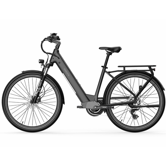Qreate City Pro electric bike in black, comfortable electric city bike for everyday UK riding from Volt Ventures