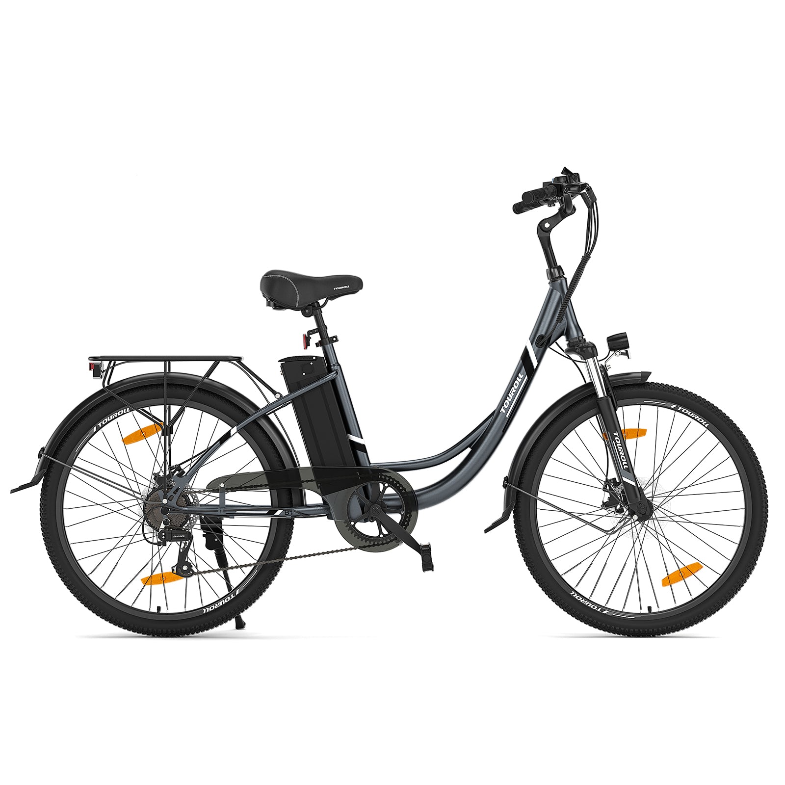 Touroll B1 step-through electric bike with low-frame design, front suspension, and long-range battery – Volt Ventures
