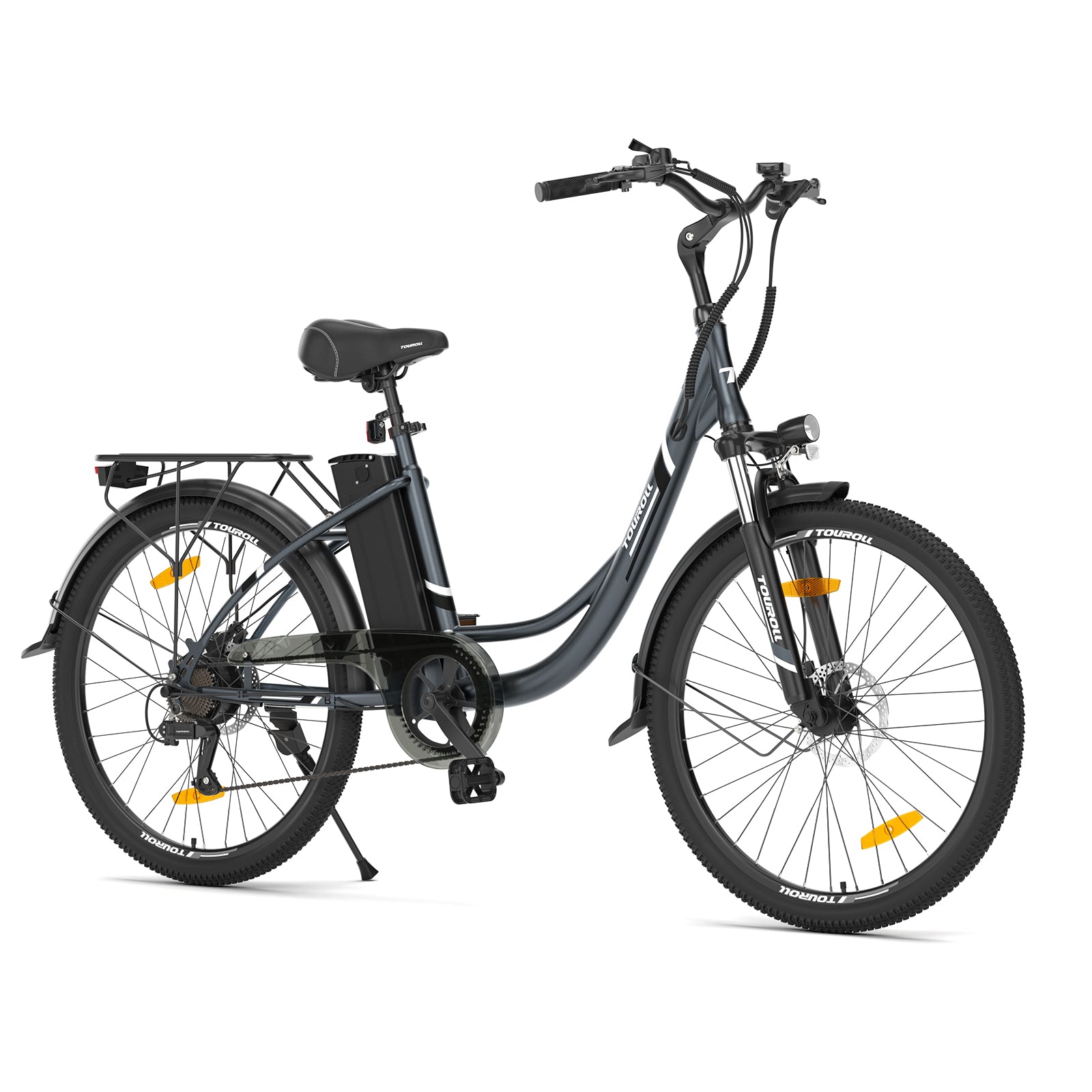 Touroll B1 step-through electric bike with low-frame design, front suspension, and long-range battery – Volt Ventures