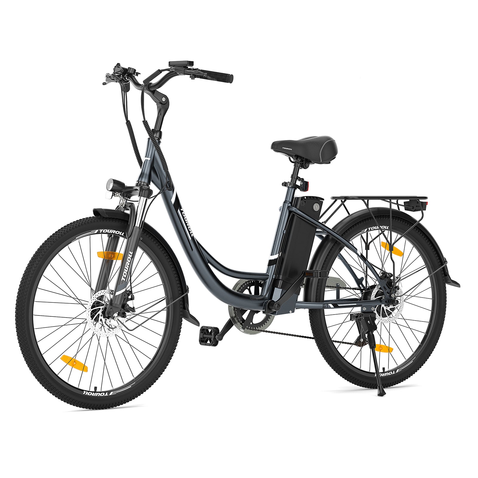 Touroll B1 step-through electric bike with low-frame design, front suspension, and long-range battery – Volt Ventures