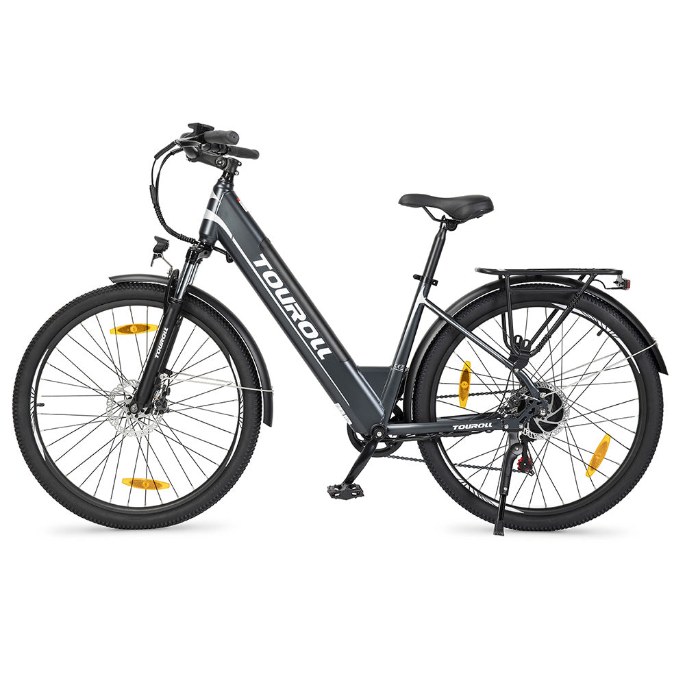 Touroll J1 Step-Through E-Bike – Low-Step Electric Commuter Bike, Blue, White Easy-Mount Frame, Volt Ventures UK