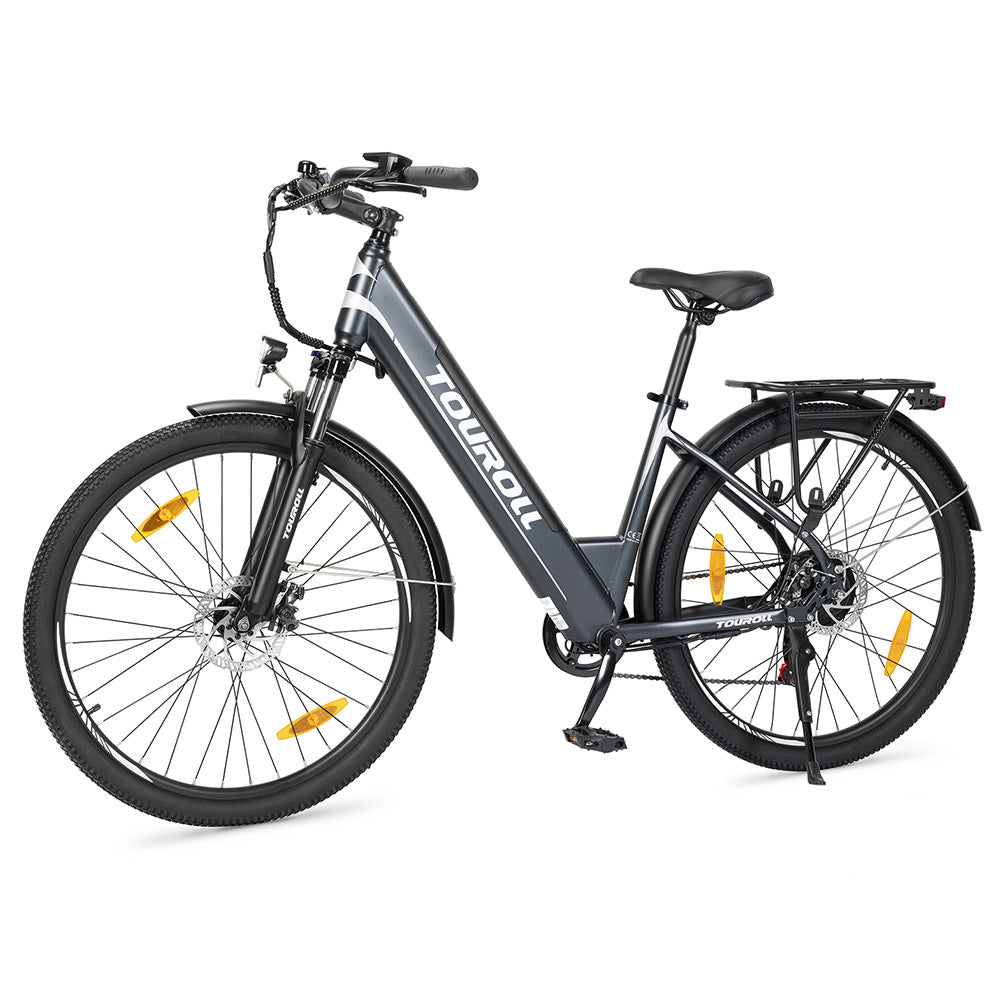Touroll J1 Step-Through E-Bike – Low-Step Electric Commuter Bike, Blue, White Easy-Mount Frame, Volt Ventures UK