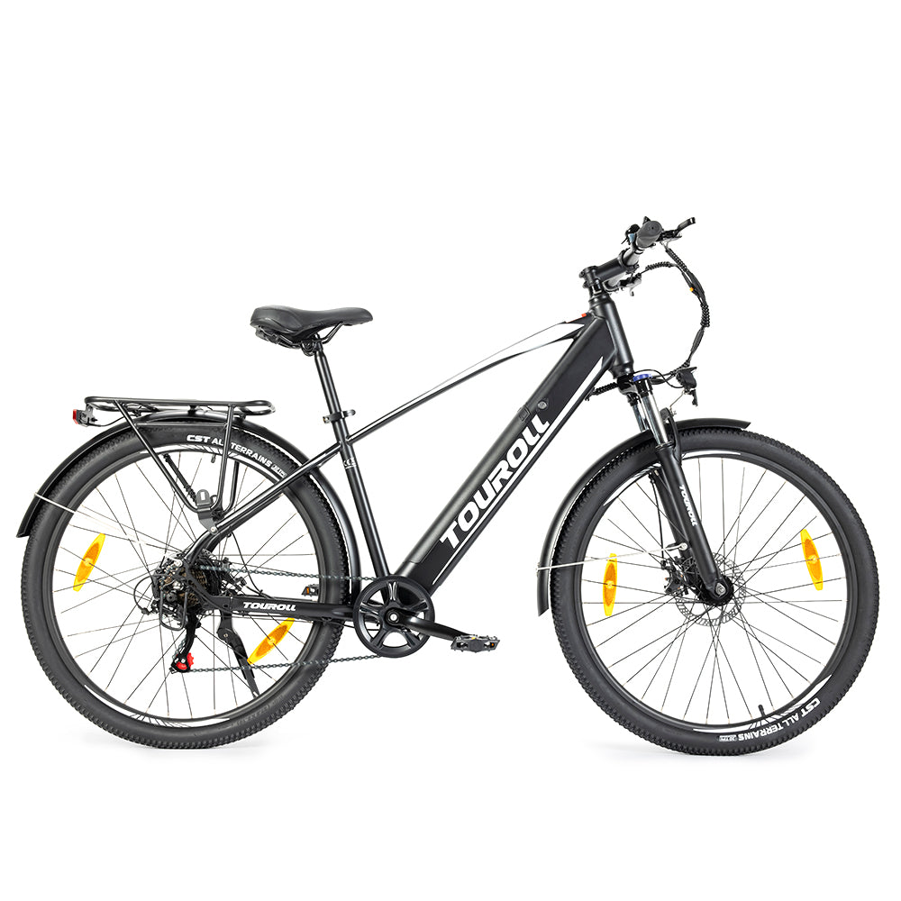 Touroll J1 Trekker – Trekking/Urban Electric Bike, Silver, White, Black Commuter-Friendly Design, Volt Ventures UK