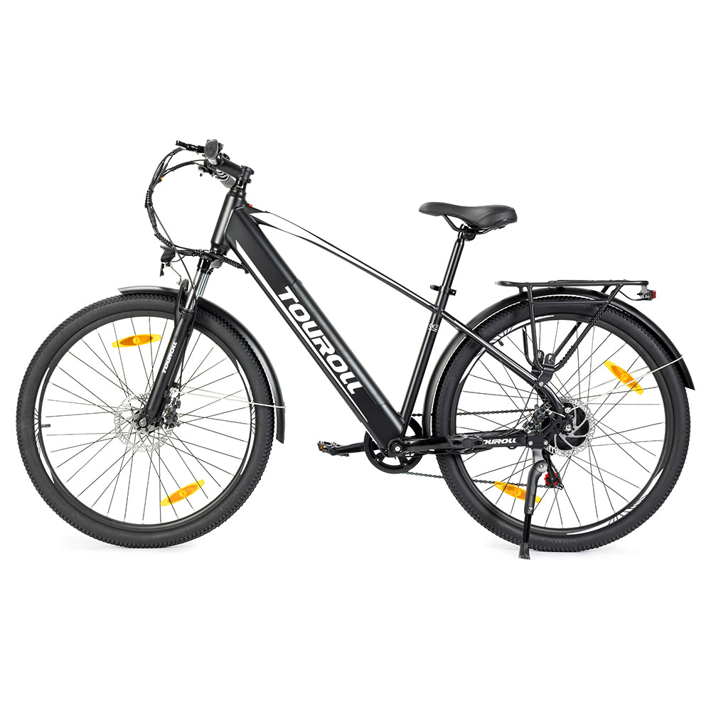 Touroll J1 Trekker – Trekking/Urban Electric Bike, Silver, White, Black Commuter-Friendly Design, Volt Ventures UK