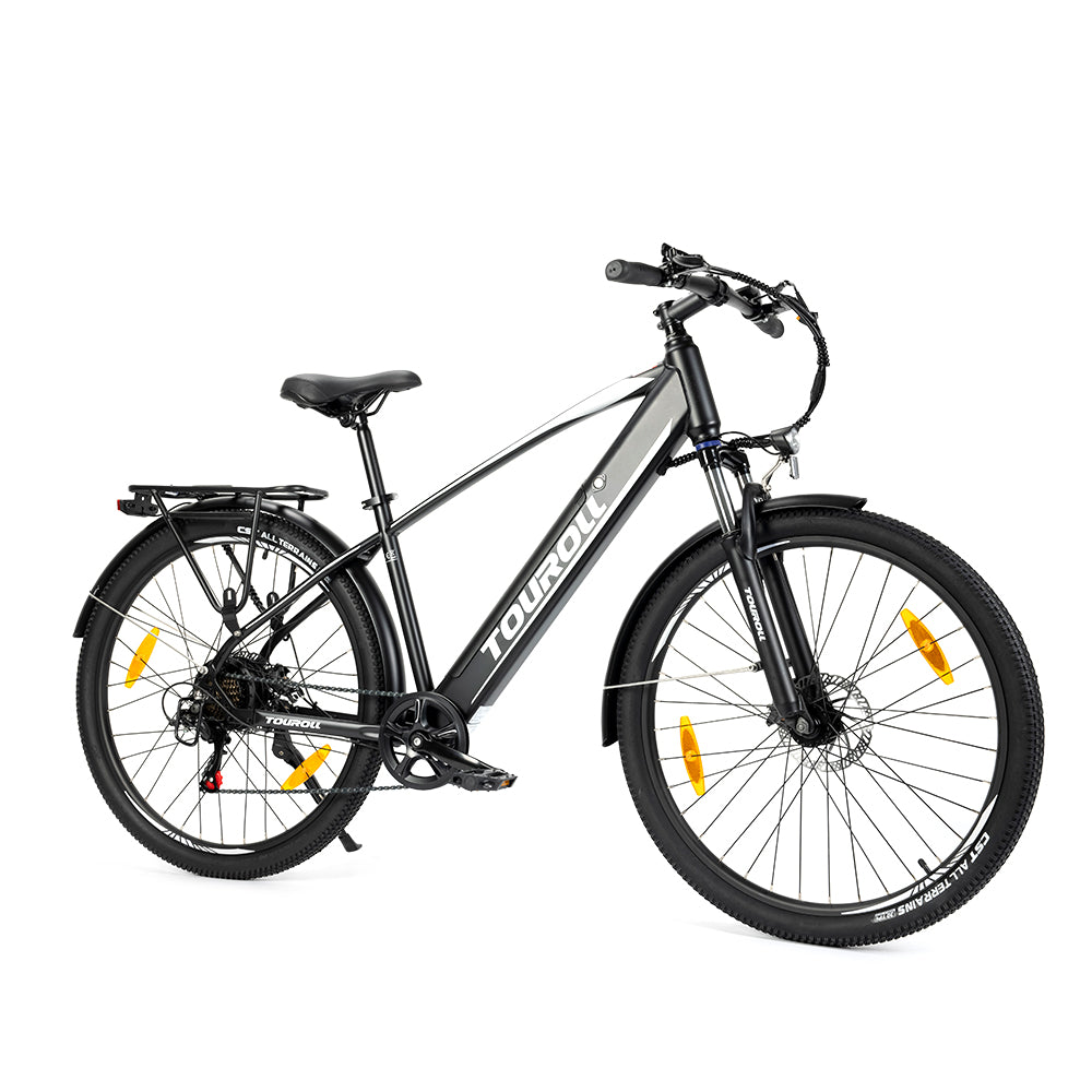 Touroll J1 Trekker – Trekking/Urban Electric Bike, Silver, White, Black Commuter-Friendly Design, Volt Ventures UK